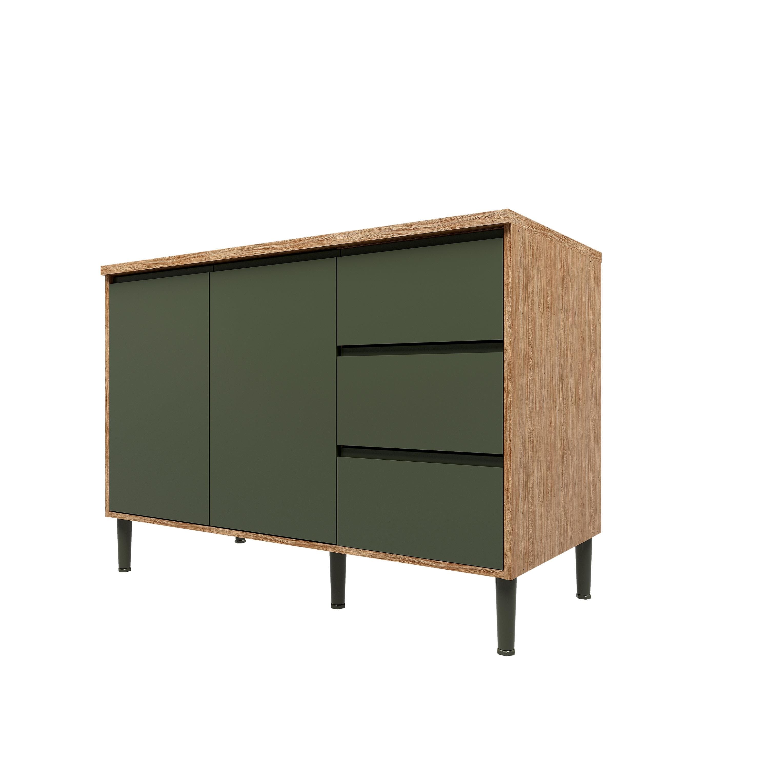 Balcão Bartira Esmeralda 2 Portas 3 Gavetas com Tampo Damasco Verde Super Mat - 1
