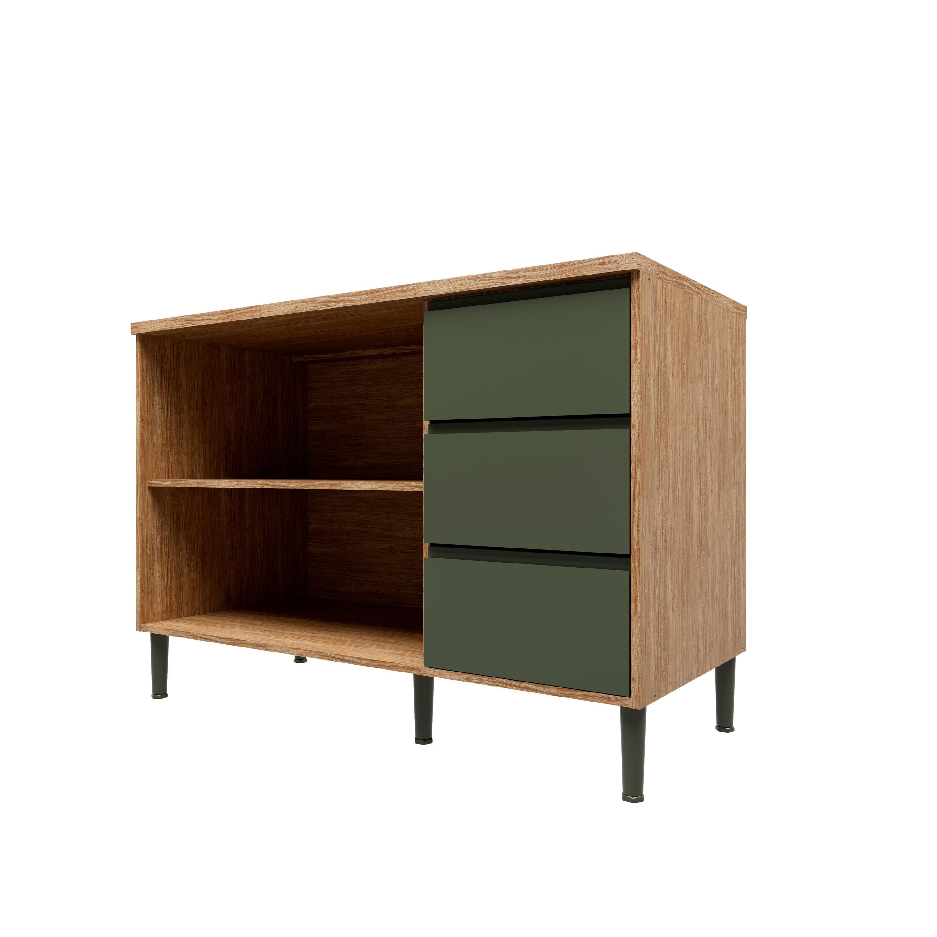 Balcão Bartira Esmeralda 2 Portas 3 Gavetas com Tampo Damasco Verde Super Mat - 3