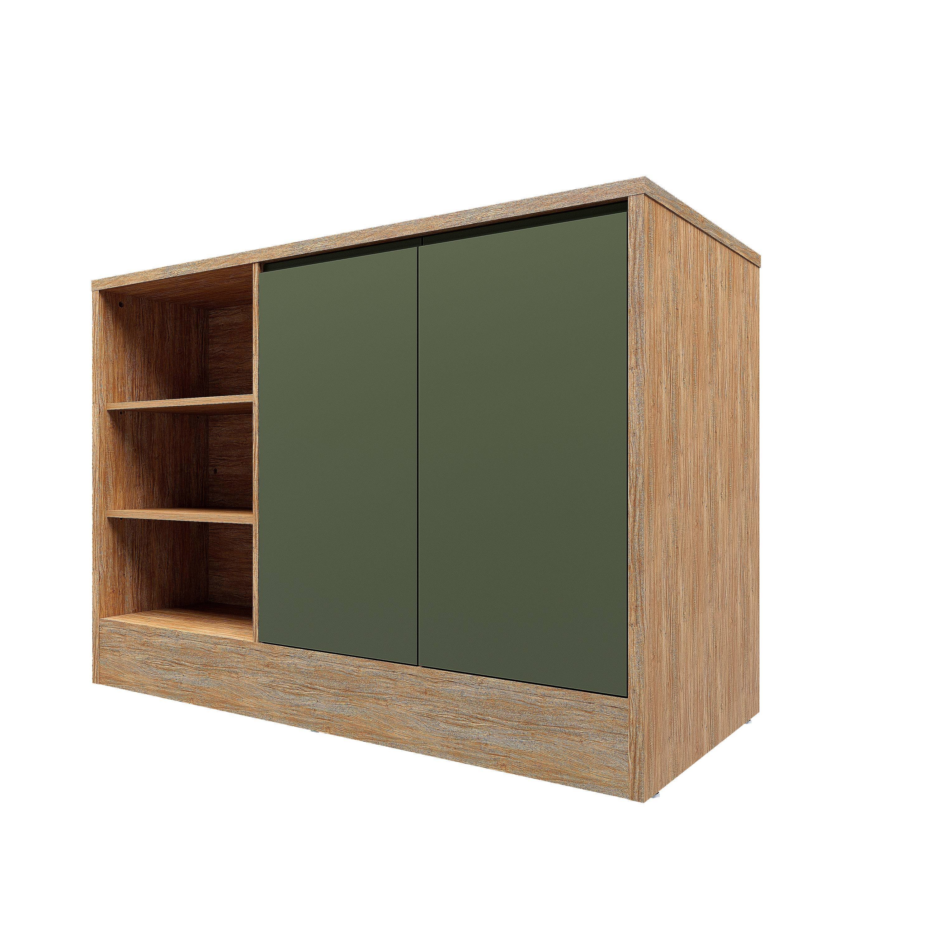 Bancada Gourmet Bartira Esmeralda 2 Portas com Tampo Damasco Verde Super Mat - 1