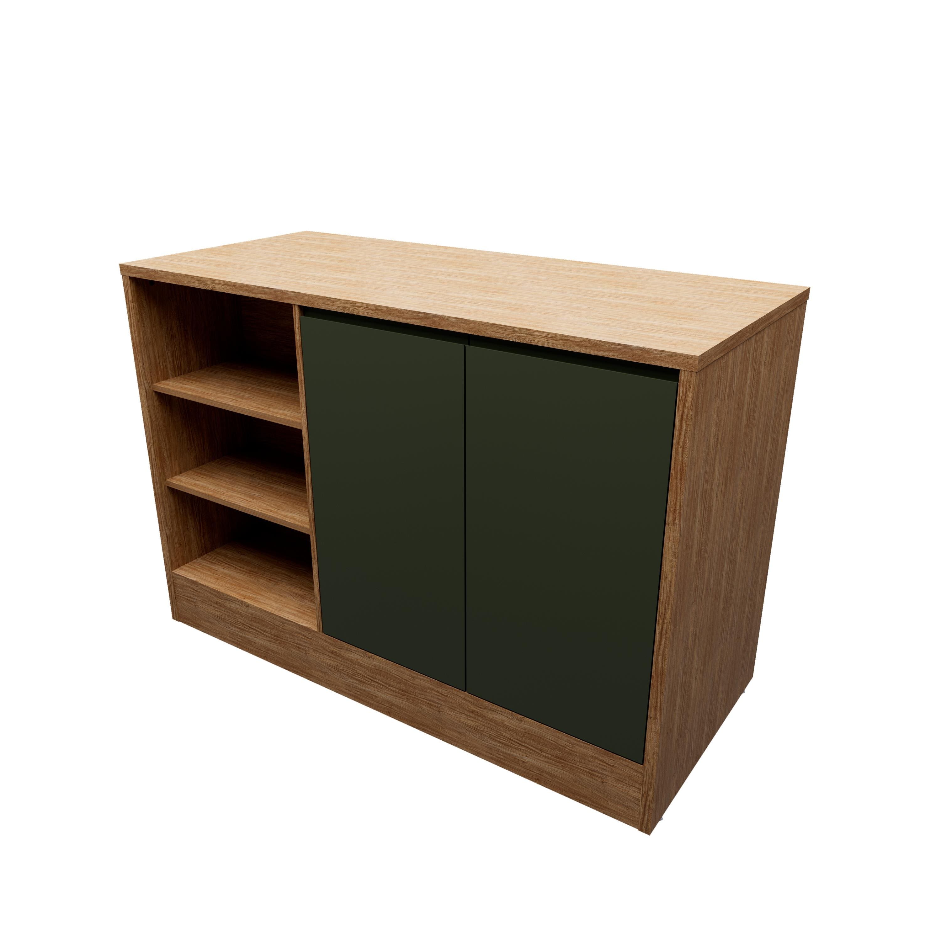Bancada Gourmet Bartira Esmeralda 2 Portas com Tampo Damasco Verde Super Mat - 2