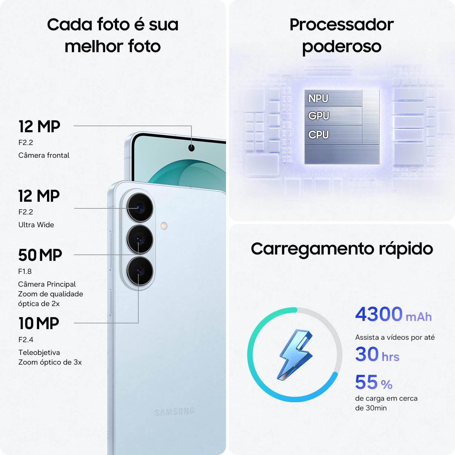 Smartphone Samsung Galaxy S26 5G Tela 6.3" 256GB Câmera 50MP - Azul - 2