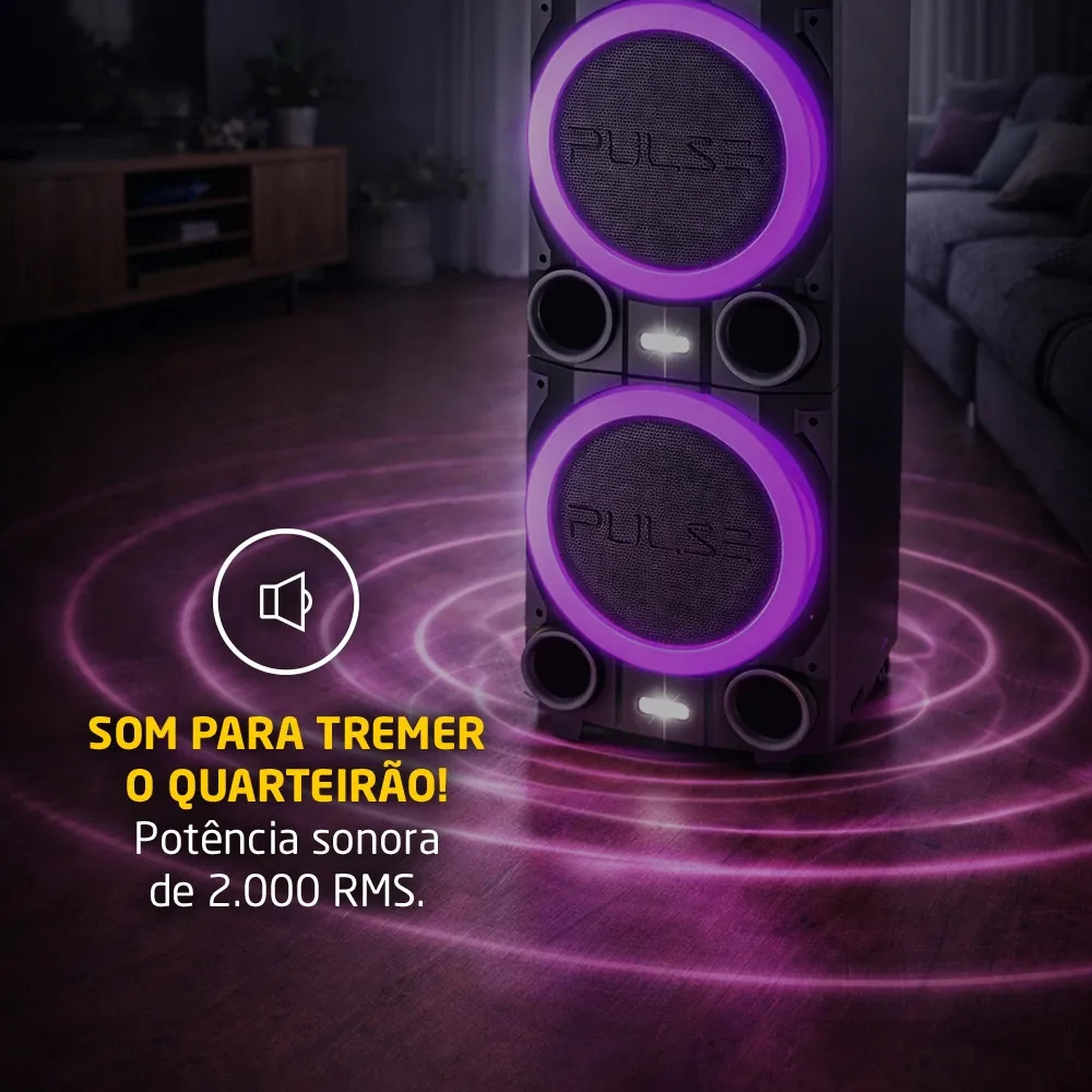 Torre de Som Pulse SP518 2000W RMS Bluetooth TWS LED Duplo Bivolt - 3
