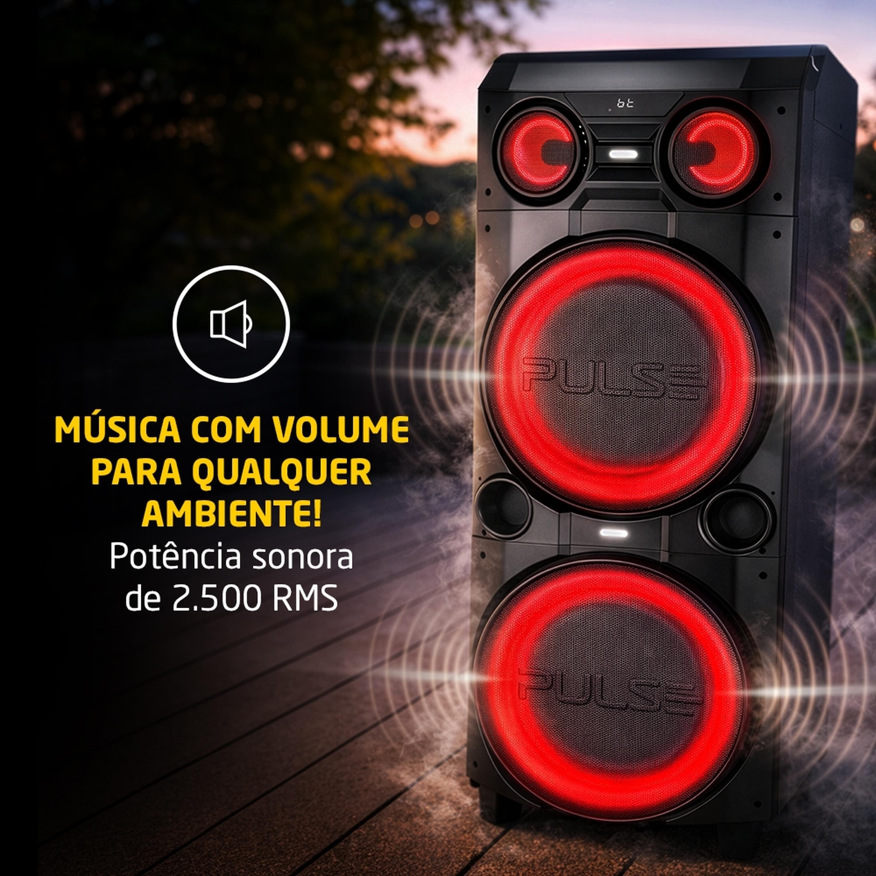 Torre de Som Pulse SP517 2500W RMS Bluetooth TWS LED Duplo Bivolt - 3