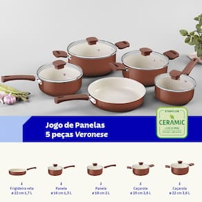 Jogo de Panelas Tramontina Veronese Alumínio Argila 5 Peças - 1