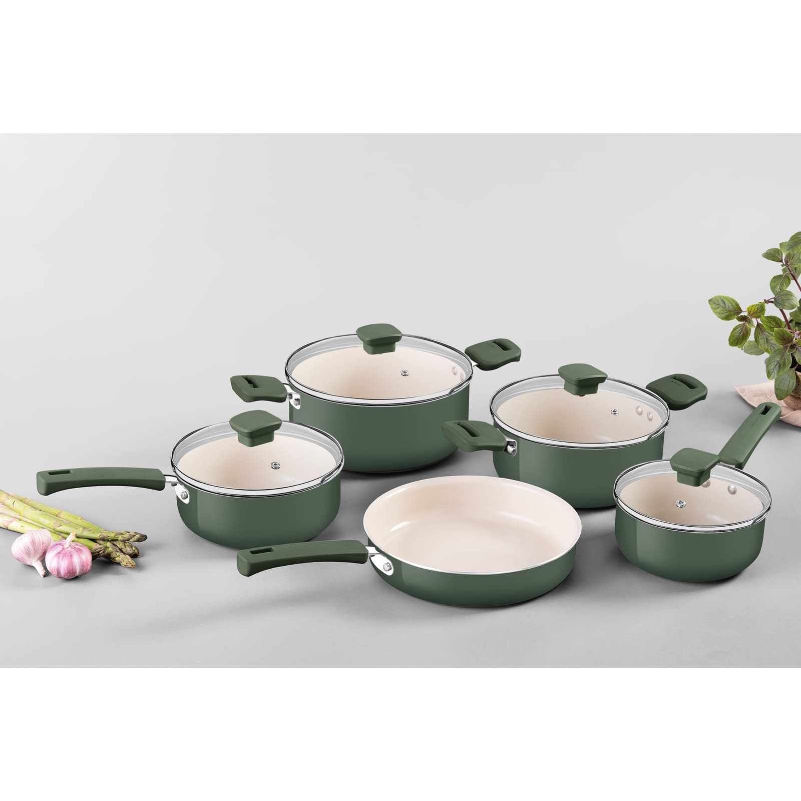 Jogo de Panelas Tramontina Veronese Alumínio Reciclado Revestimento Cerâmico 5 Peças Verde - 1