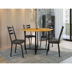 Conjunto de Mesa Redonda Artefamol Falcão com 4 Cadeiras 100cm - Preto Fosco - 1