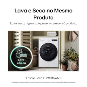 Lava e Seca LG Smart WD16WNTS6B 16kg 127V Branca Inteligência Artificial AI DD - 110V - 1