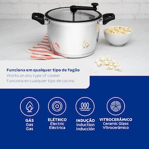 Pipoqueira Tramontina Allegra em Aço Inox Fundo Triplo com Tampa de Vidro 22 cm 5,6 L - 1