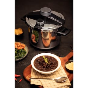 Panela de Pressão Tramontina Presto Aço Inox Fundo Triplo 6?L com 5 Sistemas de Segurança - 1