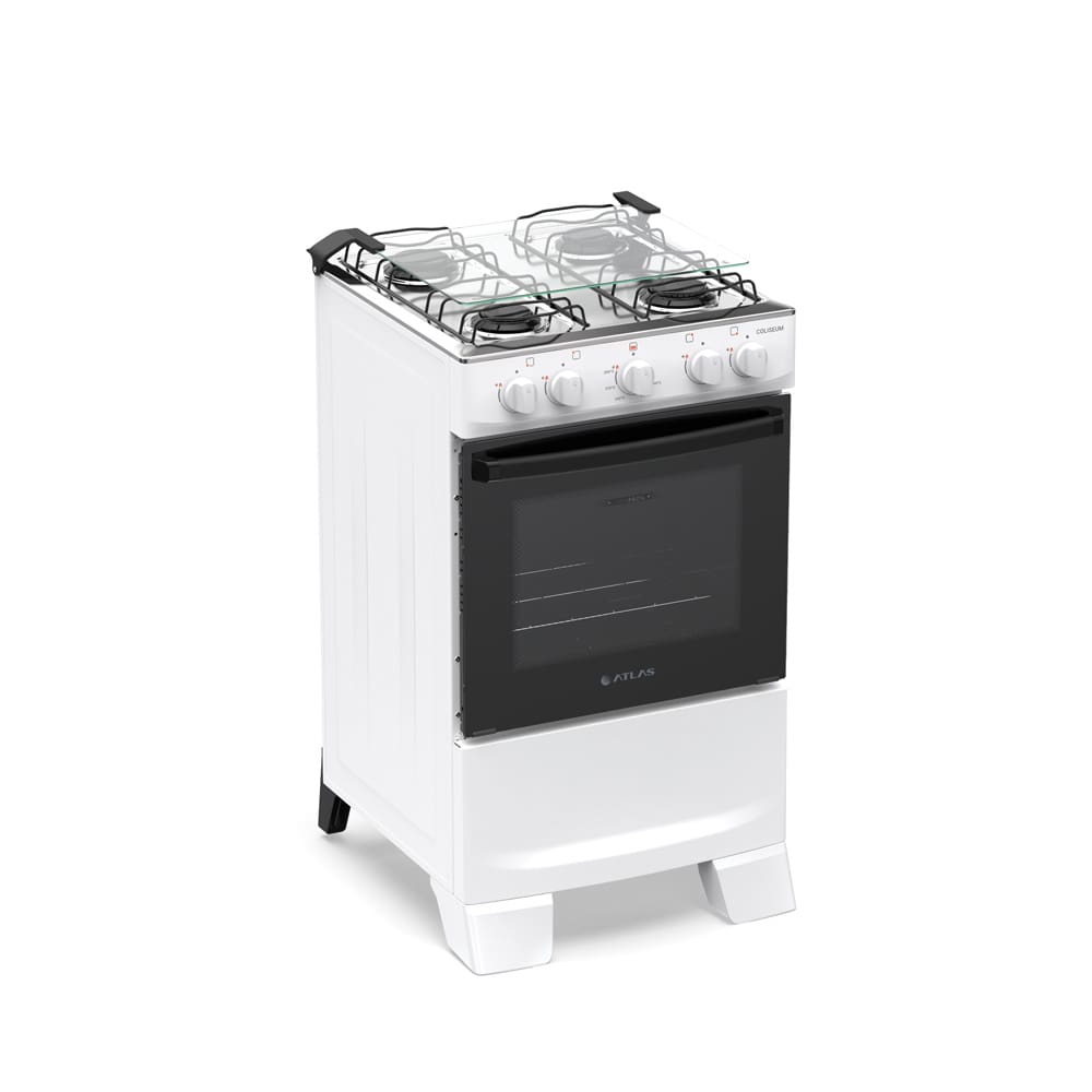 Fogão Atlas Coliseum 4 Bocas Plus Pés Altos Queimadores Limpa Fácil Branco - 2