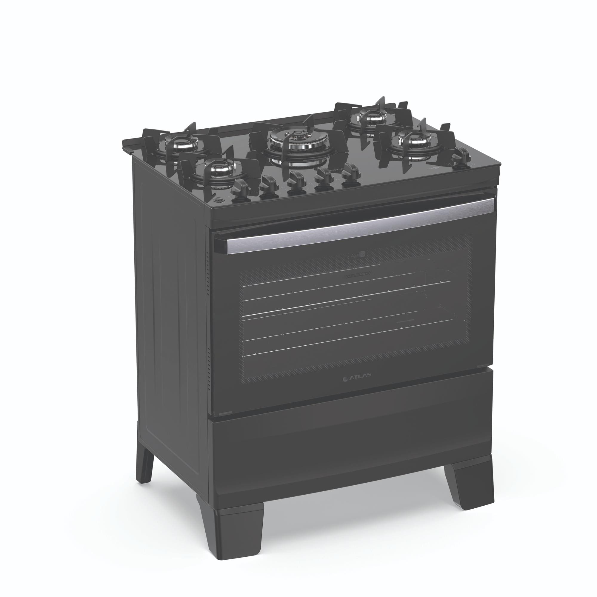 Fogão Atlas Agile Up Glass 5 Bocas com Mesa de Vidro e Tripla Chama Bivolt Preto - 3