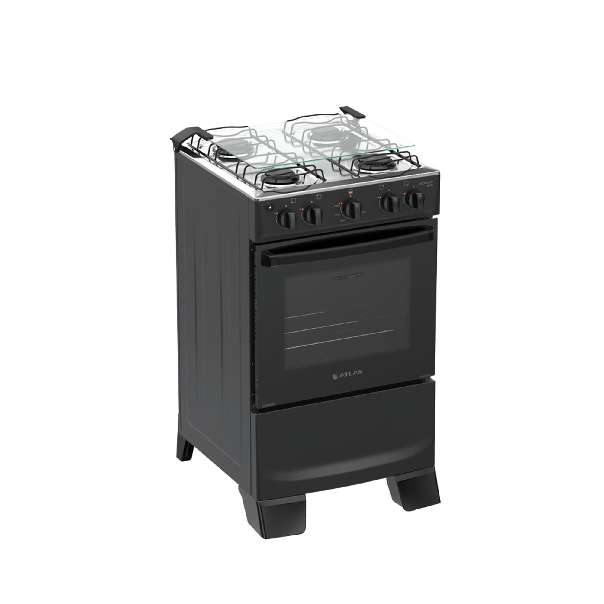 Fogão Atlas Mônaco Plus 4 Bocas com Mesa Inox e Acendimento Automático Bivolt Preto - 3