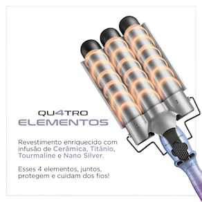 Modelador de Cachos Mondial Triondas MCT-JU-03 Revestimento Qu4tro Elementos Bivolt - 3