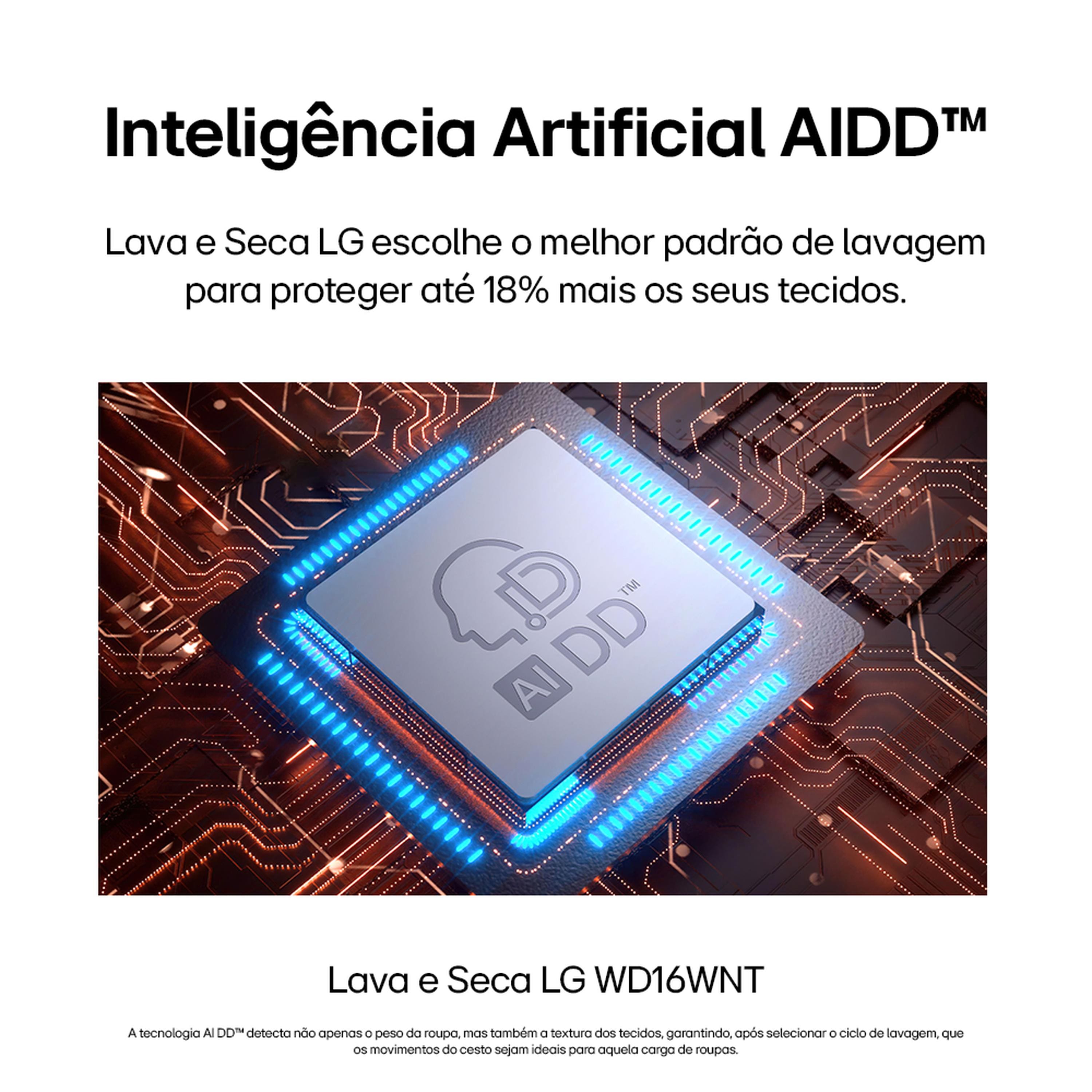 Lava e Seca LG WD16GNTS6 16kg/10kg AI DD Wi-Fi TurboWash 360° Vapor Black Inox - 110V - 3
