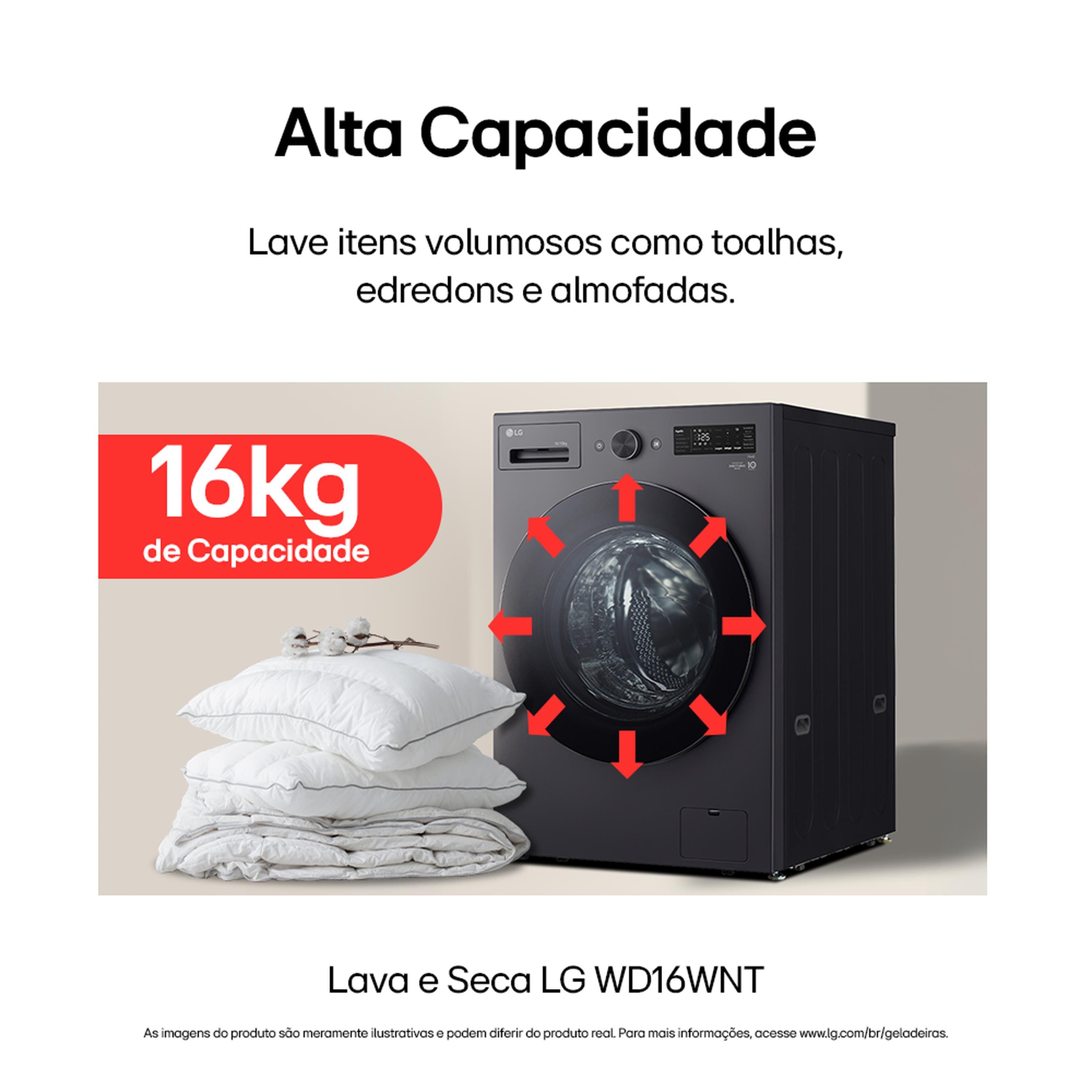 Lava e Seca LG WD16GNTS6 16kg/10kg AI DD Wi-Fi TurboWash 360° Vapor Black Inox - 220V - 2