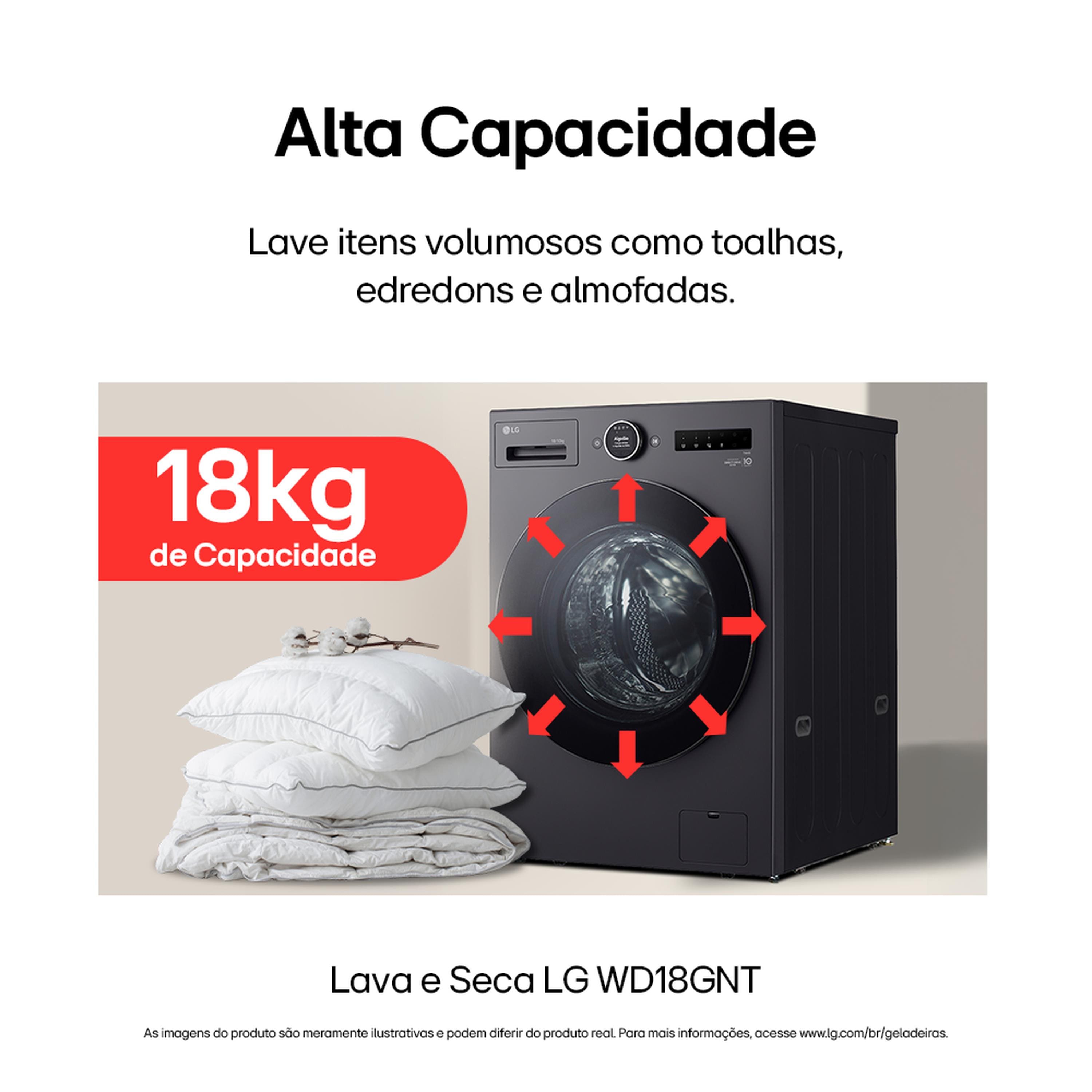 Lava e Seca LG WD18GNTS6 18kg/10kg AI DD Wi-Fi TurboWash 360° Vapor Black Inox - 110V - 2