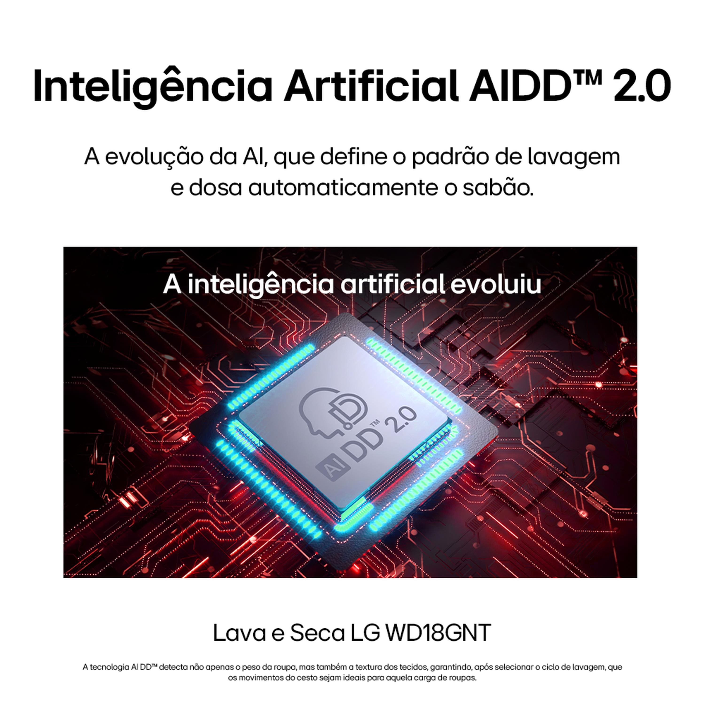 Lava e Seca LG WD18GNTS6 18kg/10kg AI DD Wi-Fi TurboWash 360° Vapor Black Inox - 220V - 3