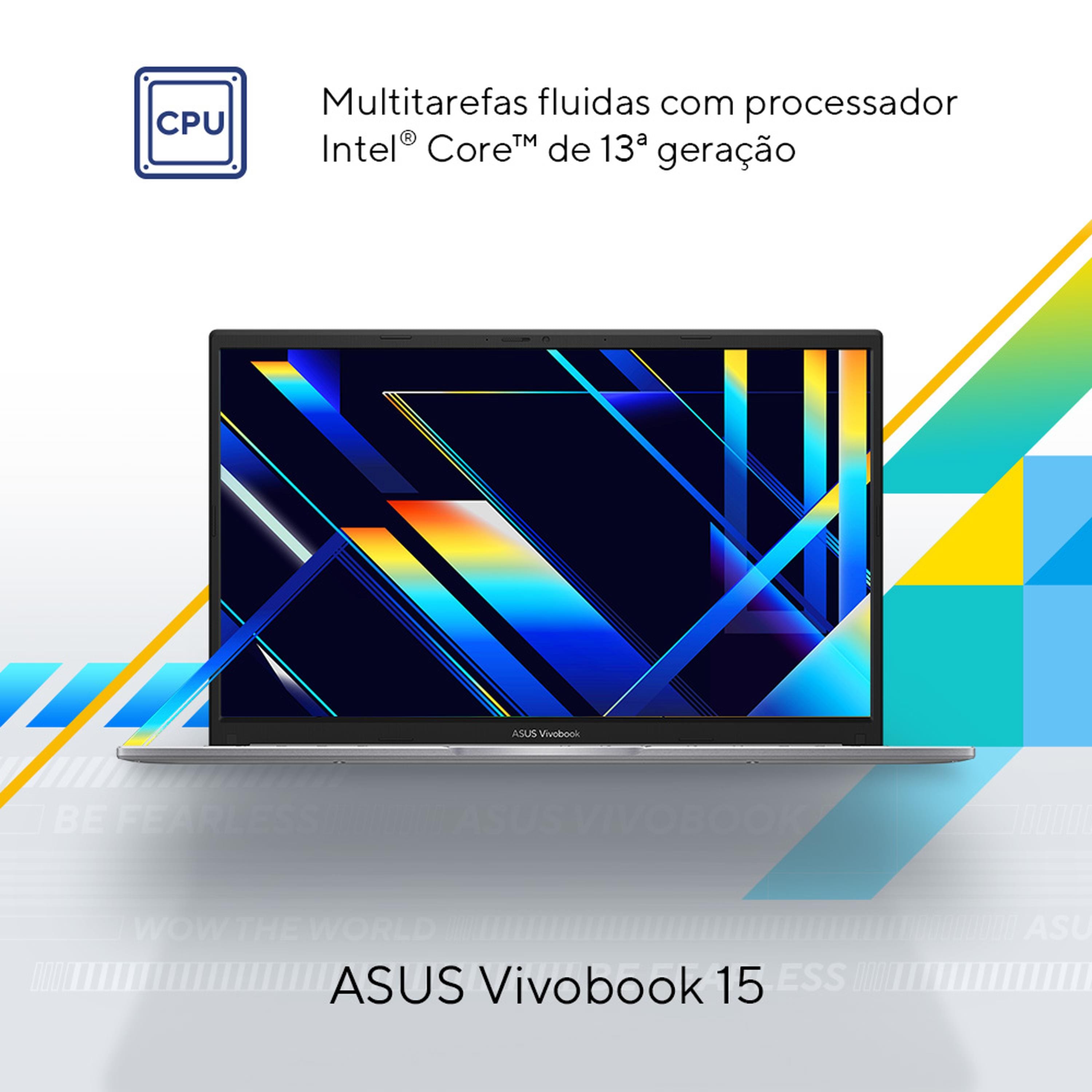 Notebook ASUS Vivobook 15 Core i5 8GB RAM 256GB SSD Tela 15,6” FHD Windows 11 – X1504VA-NJ1738W - 1