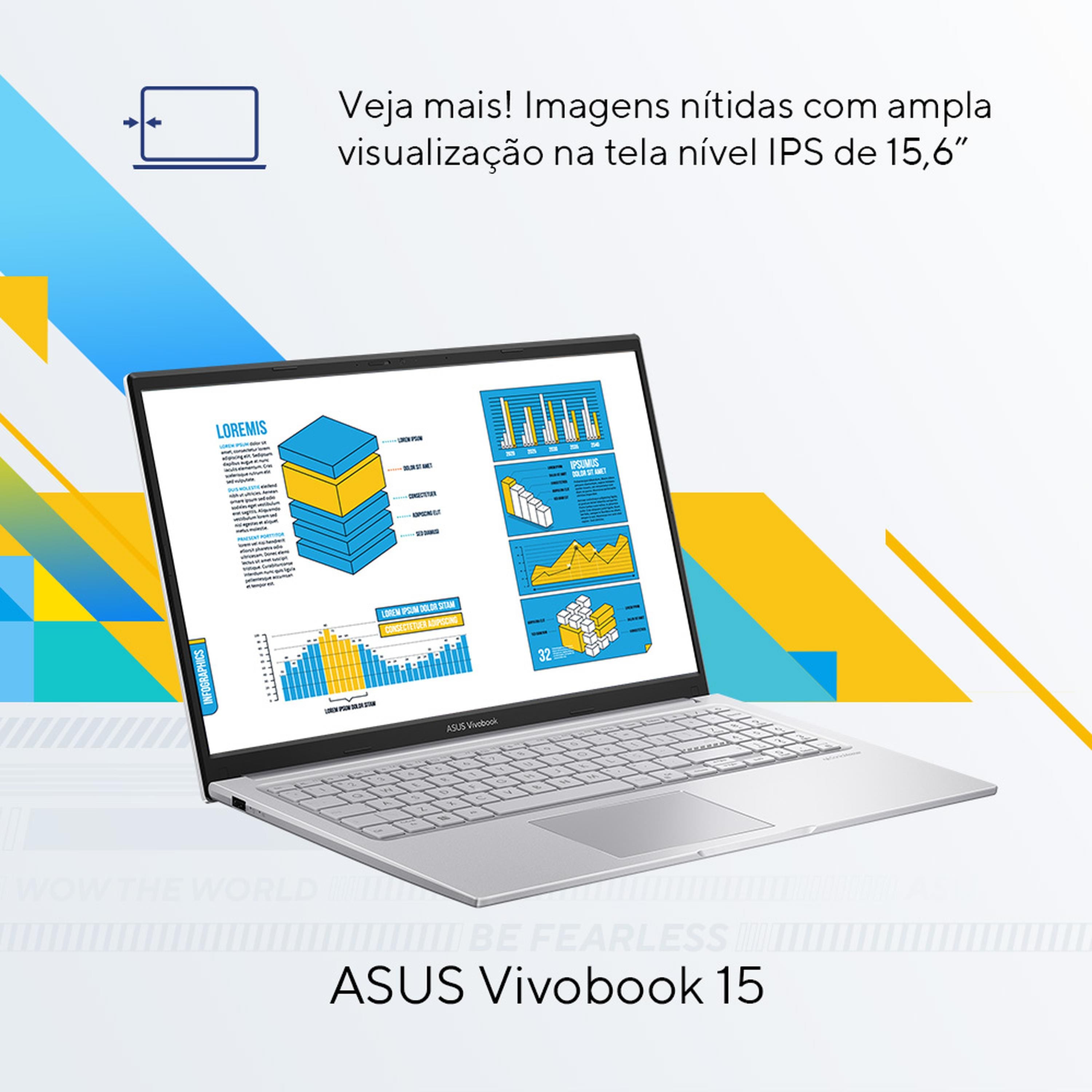 Notebook ASUS Vivobook 15 Core i5 8GB RAM 256GB SSD Tela 15,6” FHD Windows 11 – X1504VA-NJ1738W - 2