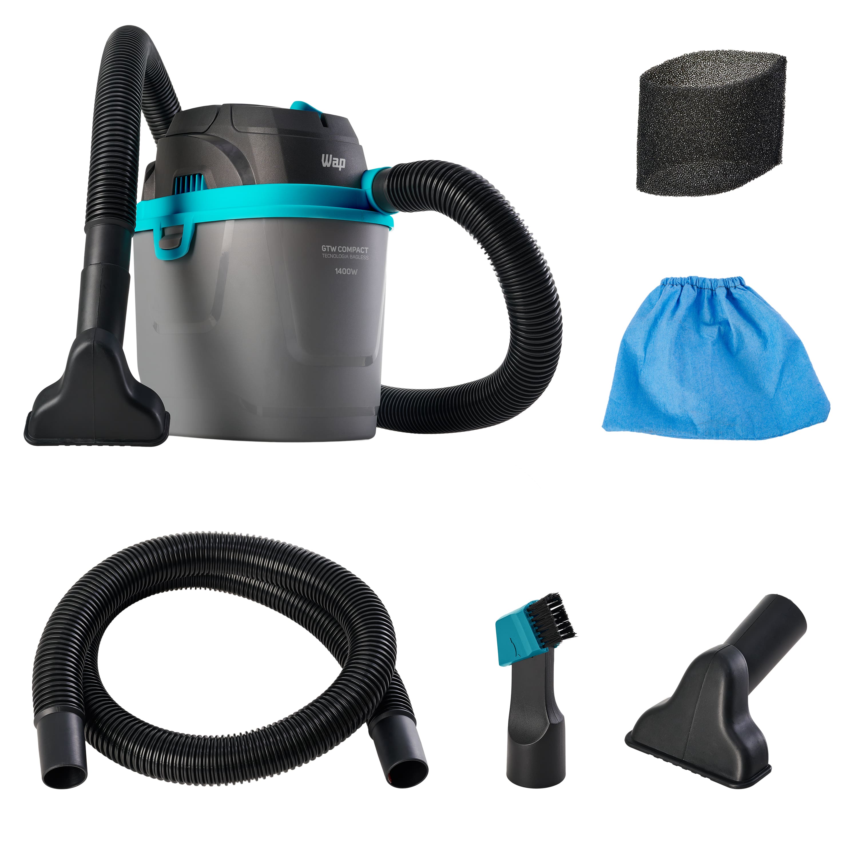 Aspirador de Água e Pó WAP GTW Compact 1400W Portátil Função Sopro Capacidade 5,5 L - 110V - 1