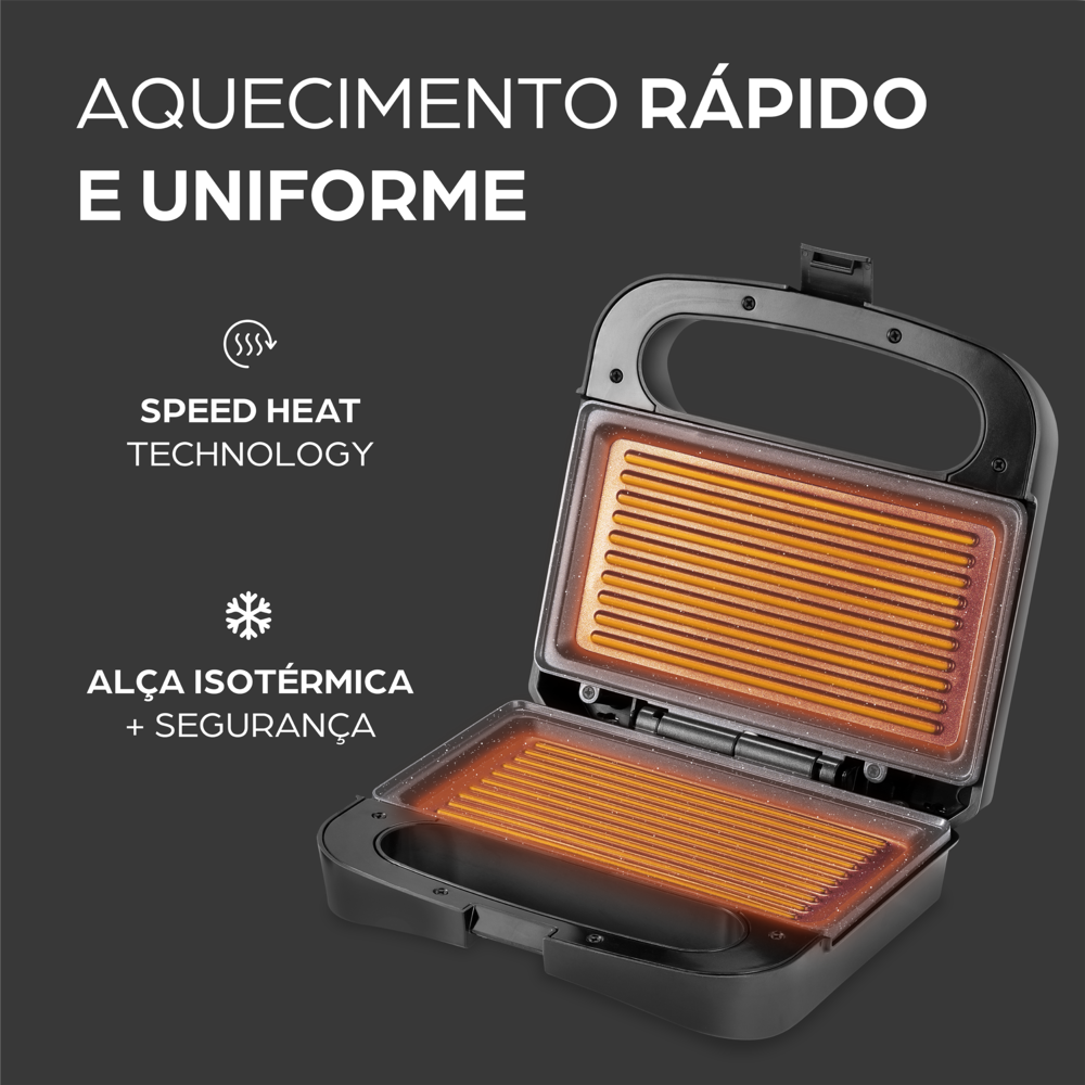 Sanduicheira Grill WAP WS750 750W Antiaderente com Acabamento Inox - 220V - 3