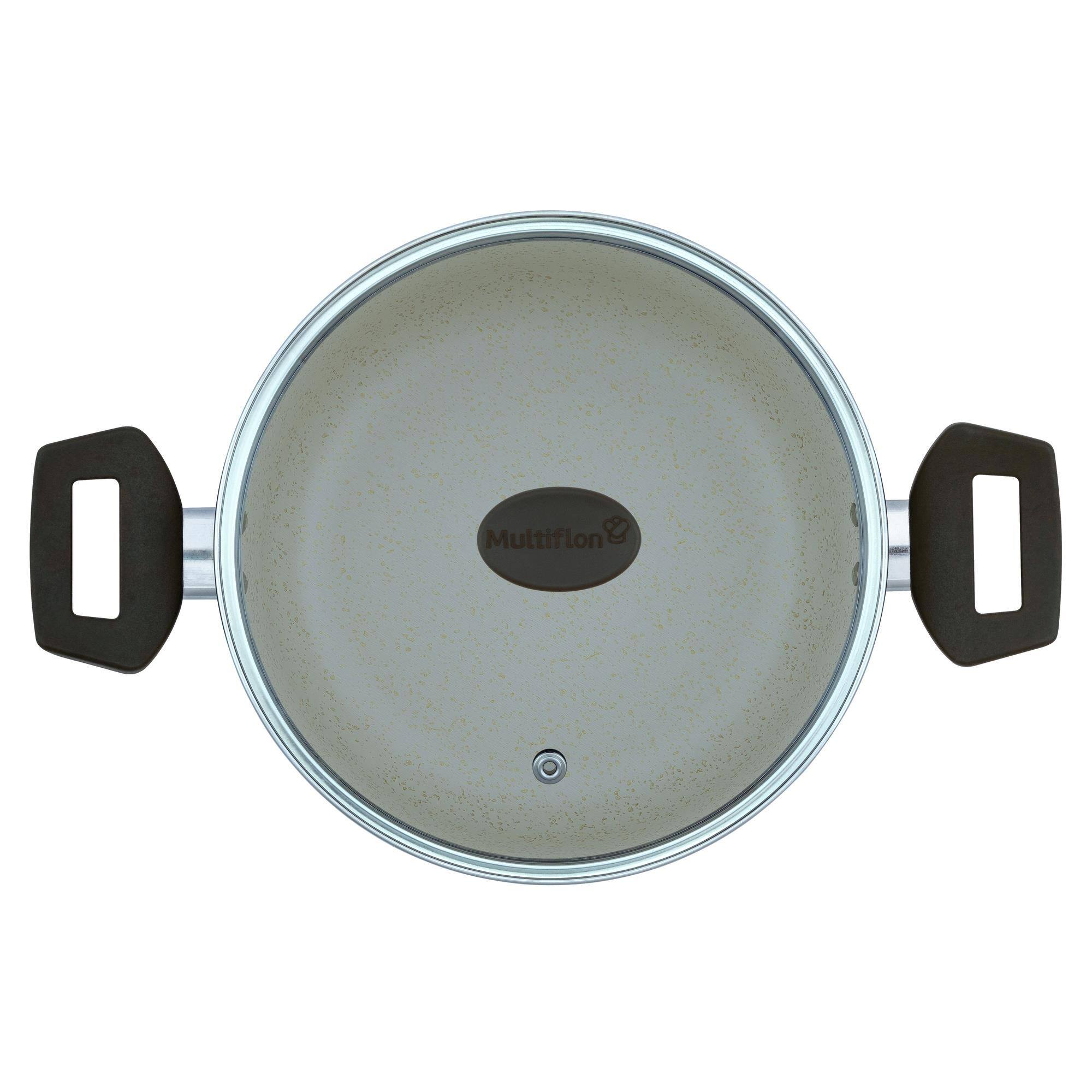 Caçarola Multiflon Ekó 24 cm Alumínio Antiaderente 7 Camadas Bege com Tampa de Vidro - 2