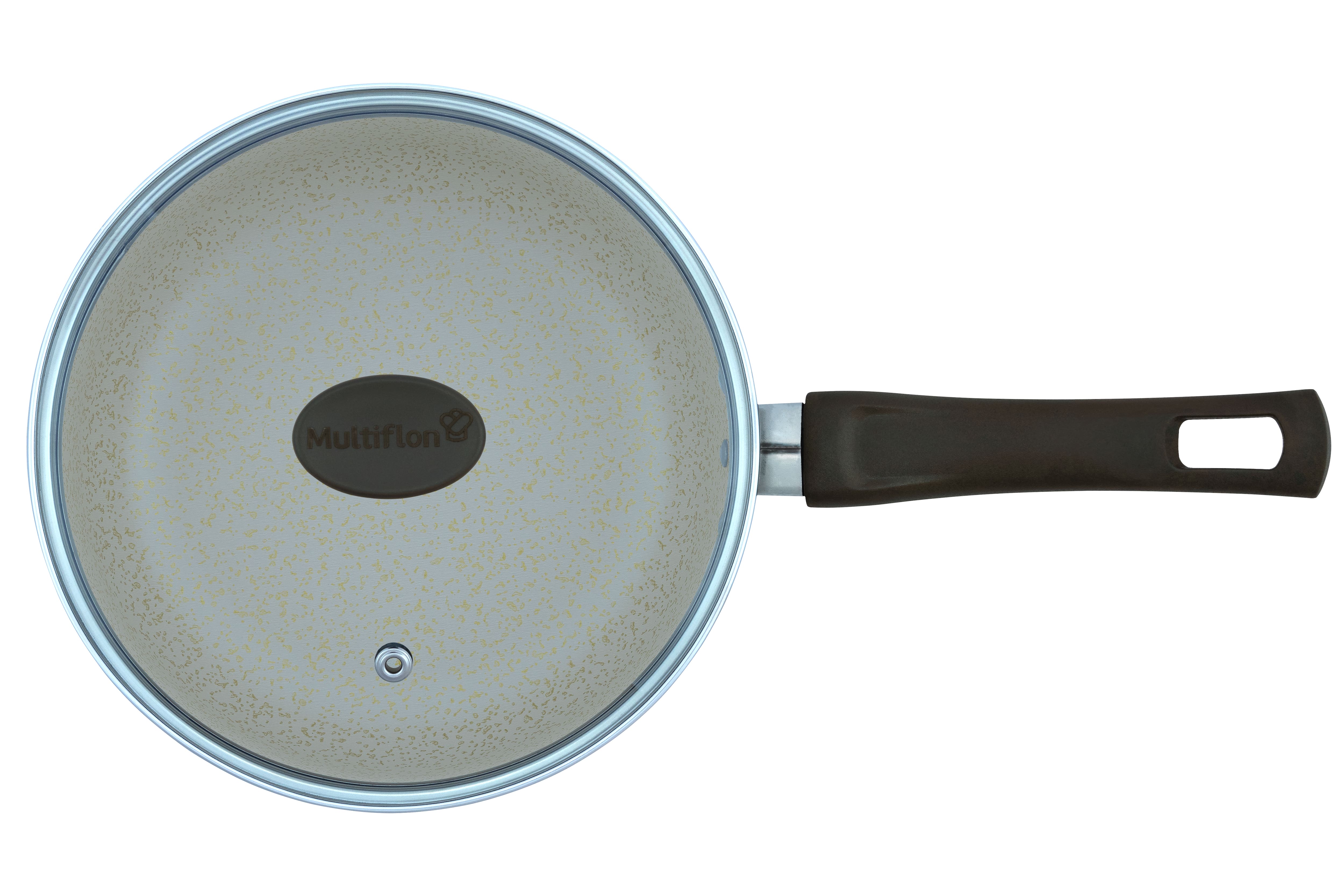 Panela Multiflon Ekó 18 cm Alumínio Antiaderente 7 Camadas Bege com Tampa de Vidro - 2