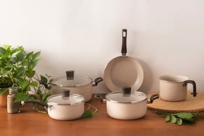 Conjunto de Panelas Multiflon Ekó 5 Peças Alumínio Antiaderente 7 Camadas Bege Sustentável - 1