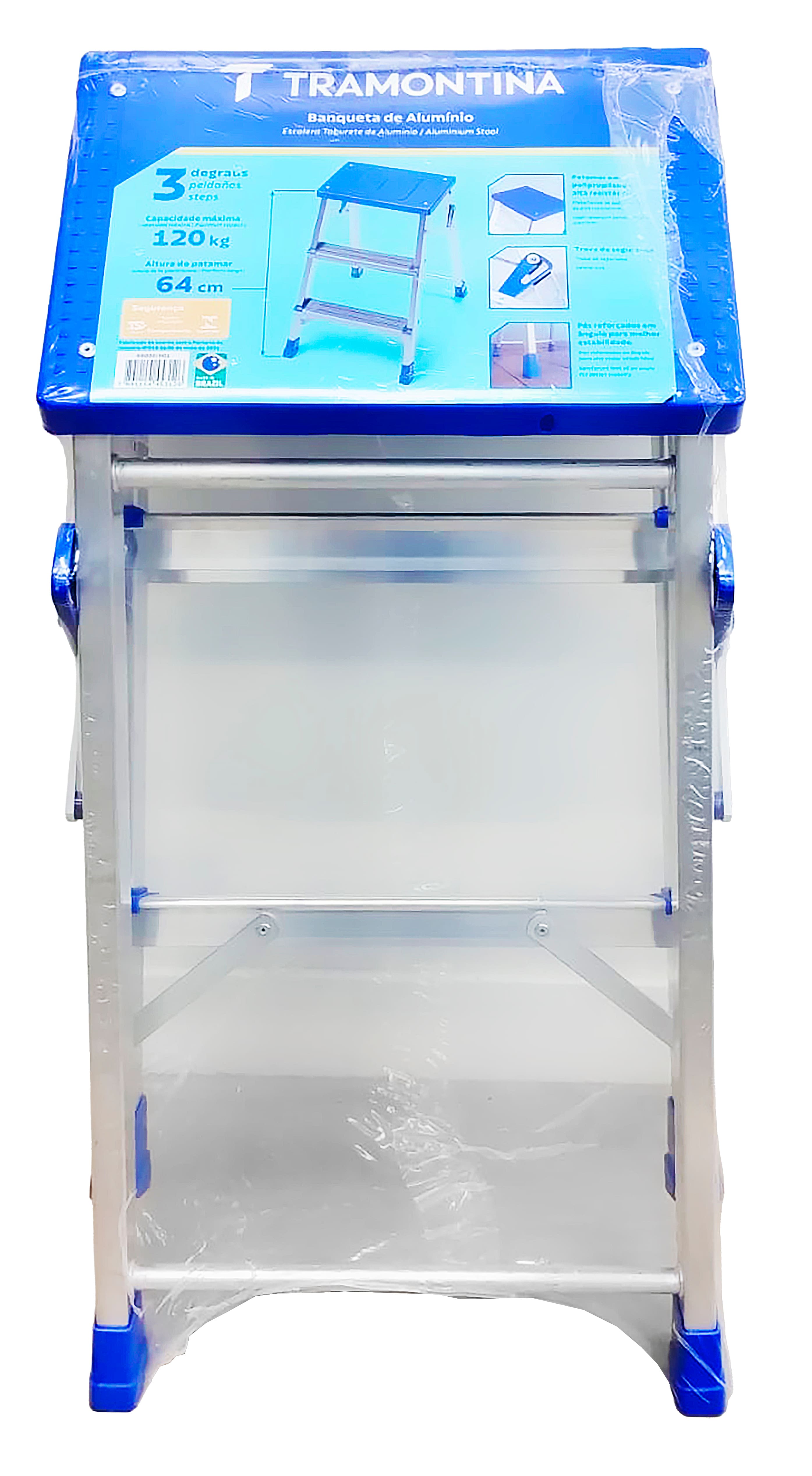 Banqueta de Alumínio Tramontina 3 Degraus com Trava de Segurança e Suporte 120kg - 3