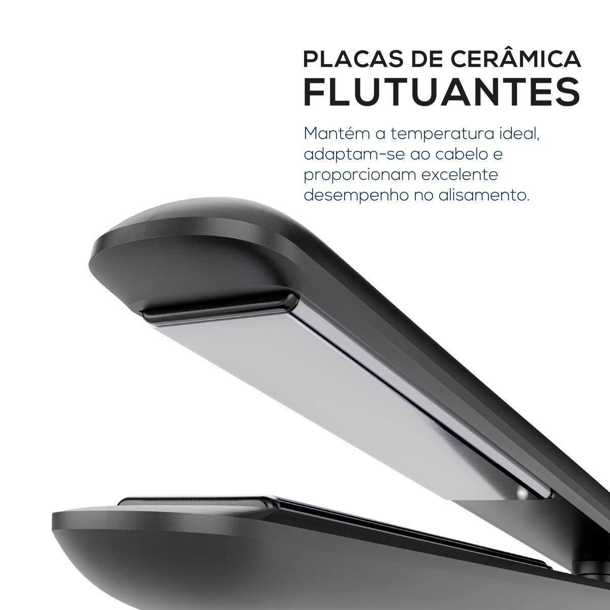 Prancha de Cabelo Britânia BPR03A Cerâmica 200°C PTC Trava Fechamento Preto Bivolt - 1