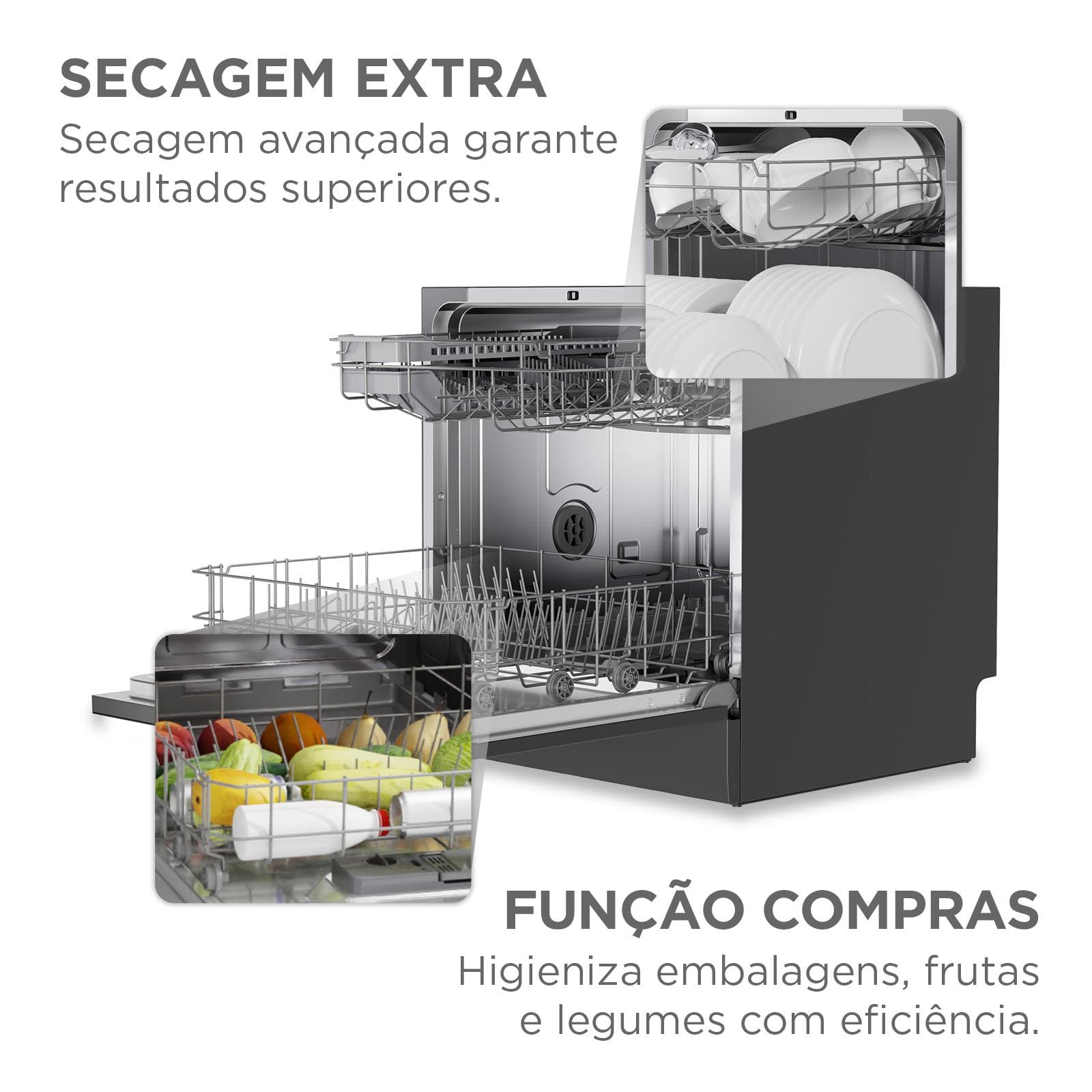 Lava-Louças Midea 8 Serviços Touch Plus com Função Compras e Ciclo 70°C Cinza - 110V - 1