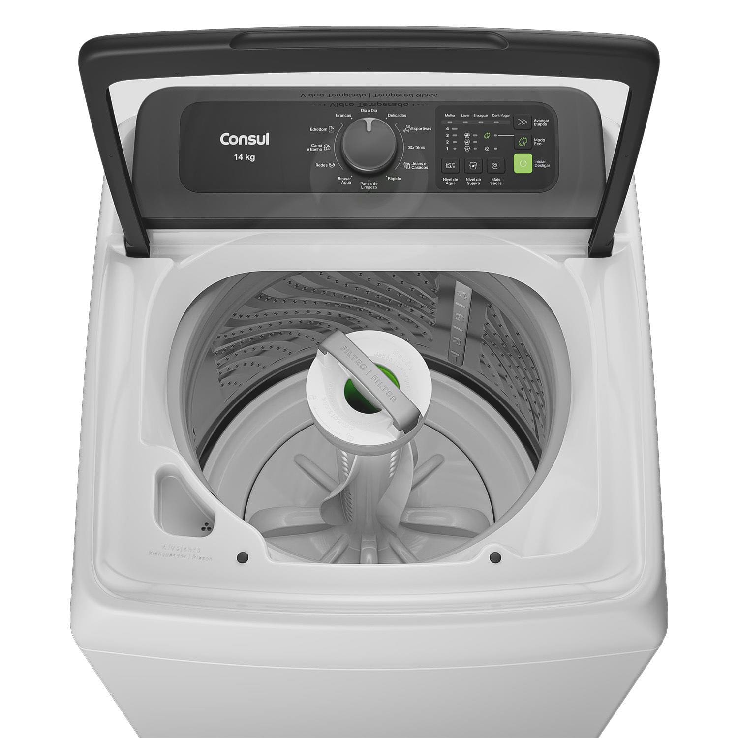 Máquina de Lavar Consul CWN14AB 14kg Modo Eco Reuso de Água Filtro Anti-Fiapo Branca - 220V - 3