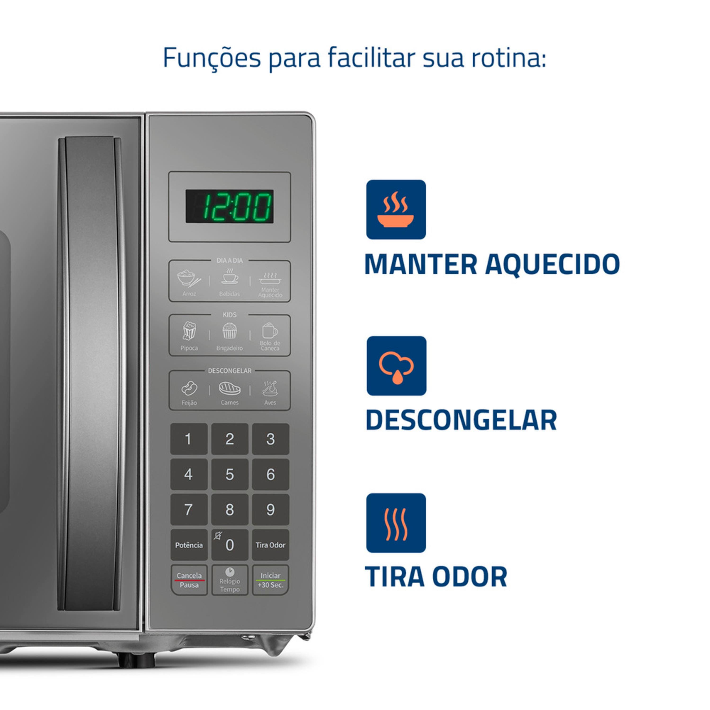 Micro-ondas Mondial MO-01-21-E 21 Litros 1200W Cinza Espelhado Digital - 220V - 2