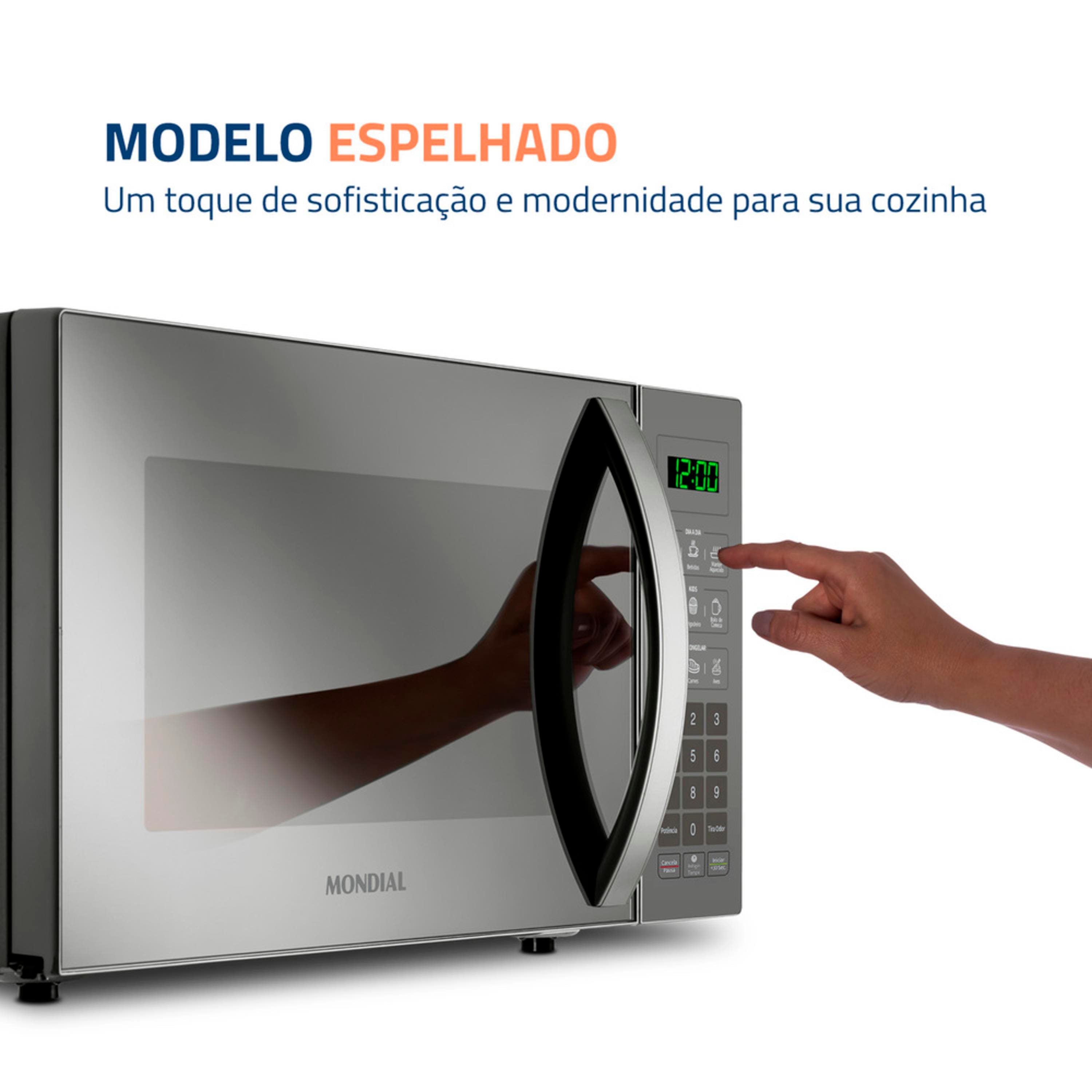 Micro-ondas Mondial MO-01-21-E 21 Litros 1200W Cinza Espelhado Digital - 220V - 3