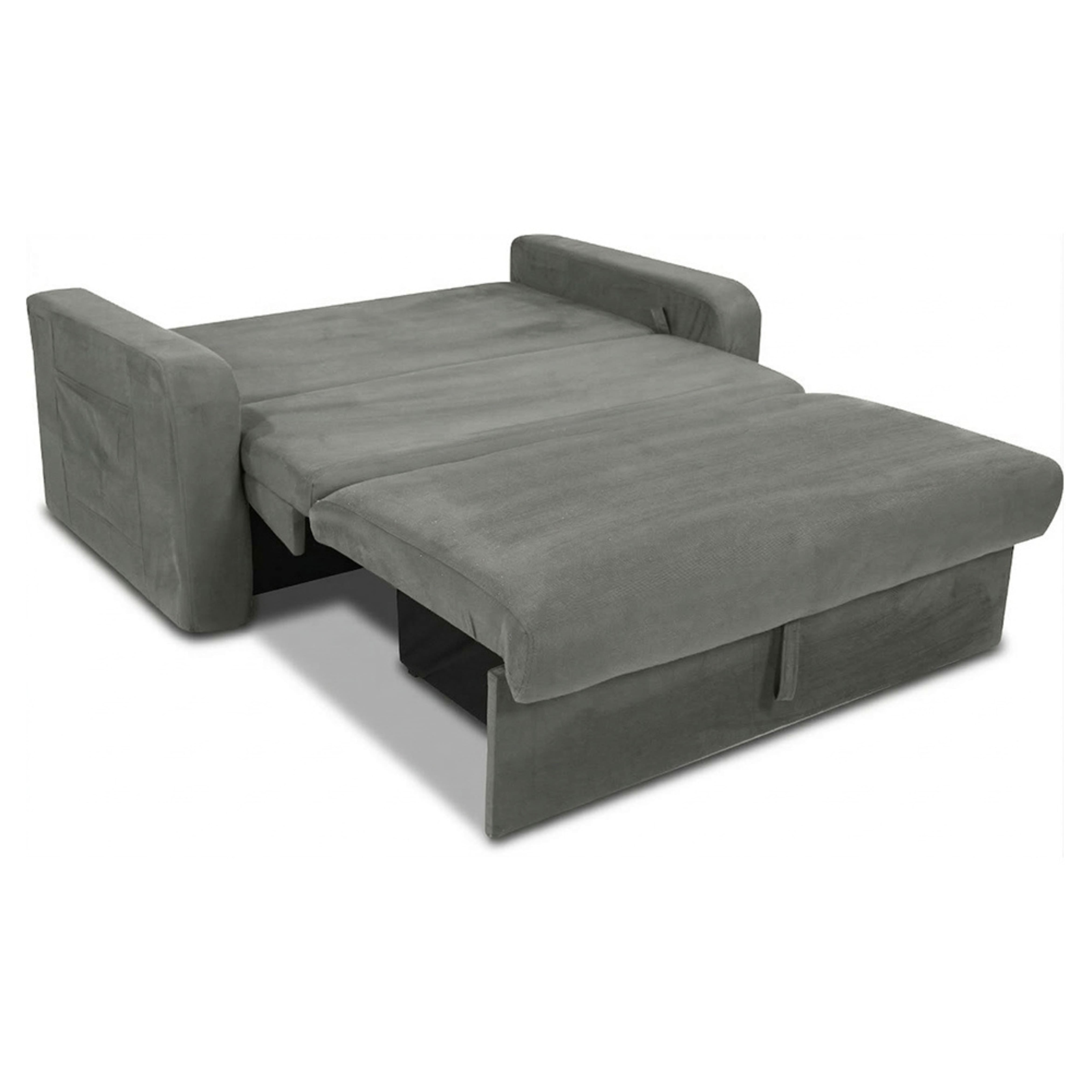 Sofá-Cama com Baú Matrix Motta 2 Lugares Suede com Abertura Frontal Cinza - 1
