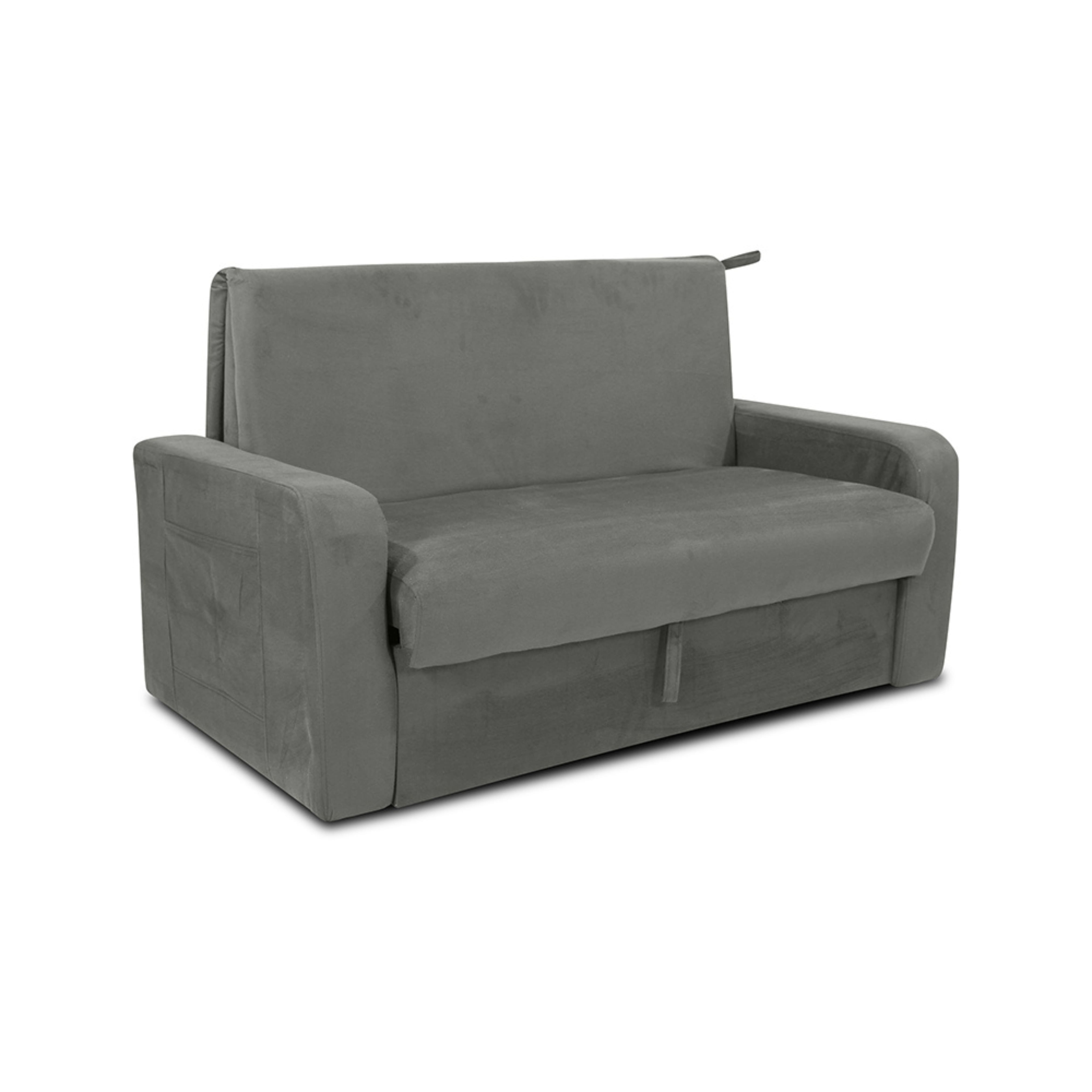 Sofá-Cama com Baú Matrix Motta 2 Lugares Suede com Abertura Frontal Cinza - 2