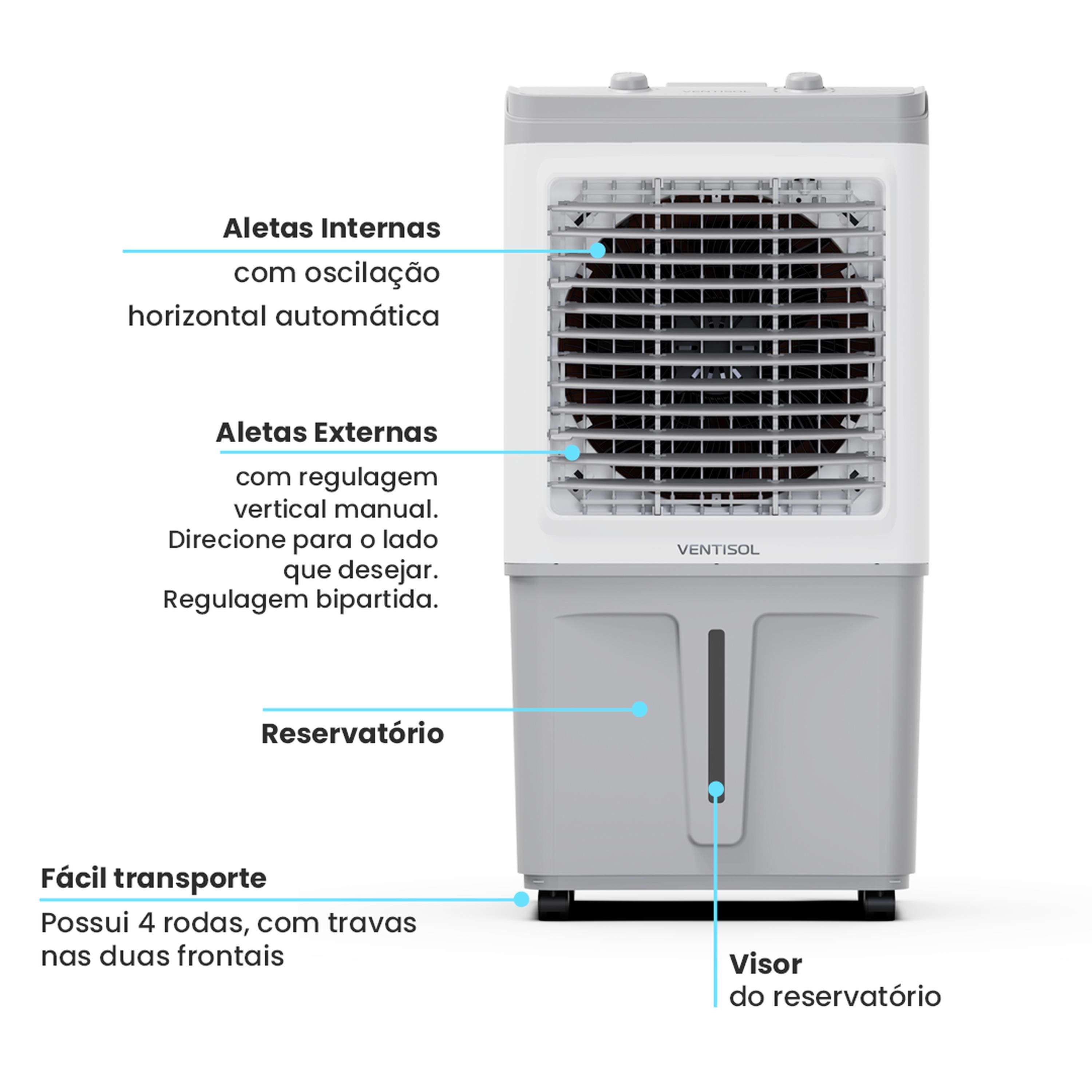 Climatizador de Ar Ventisol CLIN60 PRO 60L 150W Branco e Cinza - 110V - 1