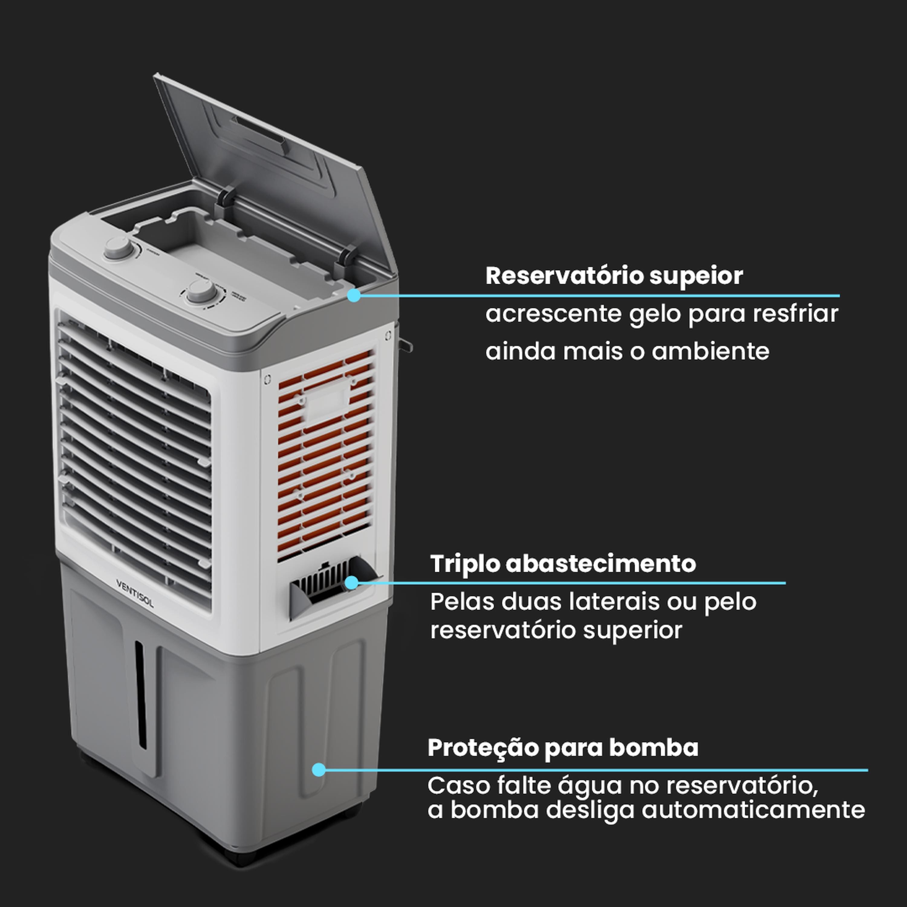 Climatizador de Ar Ventisol CLIN60 PRO 60L 150W Branco e Cinza - 110V - 2