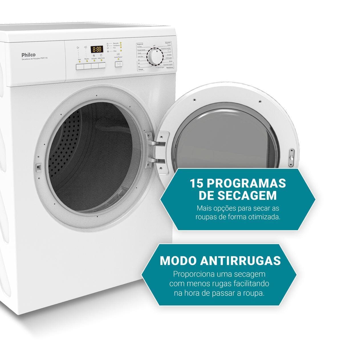 Secadora de Roupas Philco PSR11A 11kg 15 Programas Display Digital Branca - 220V - 2