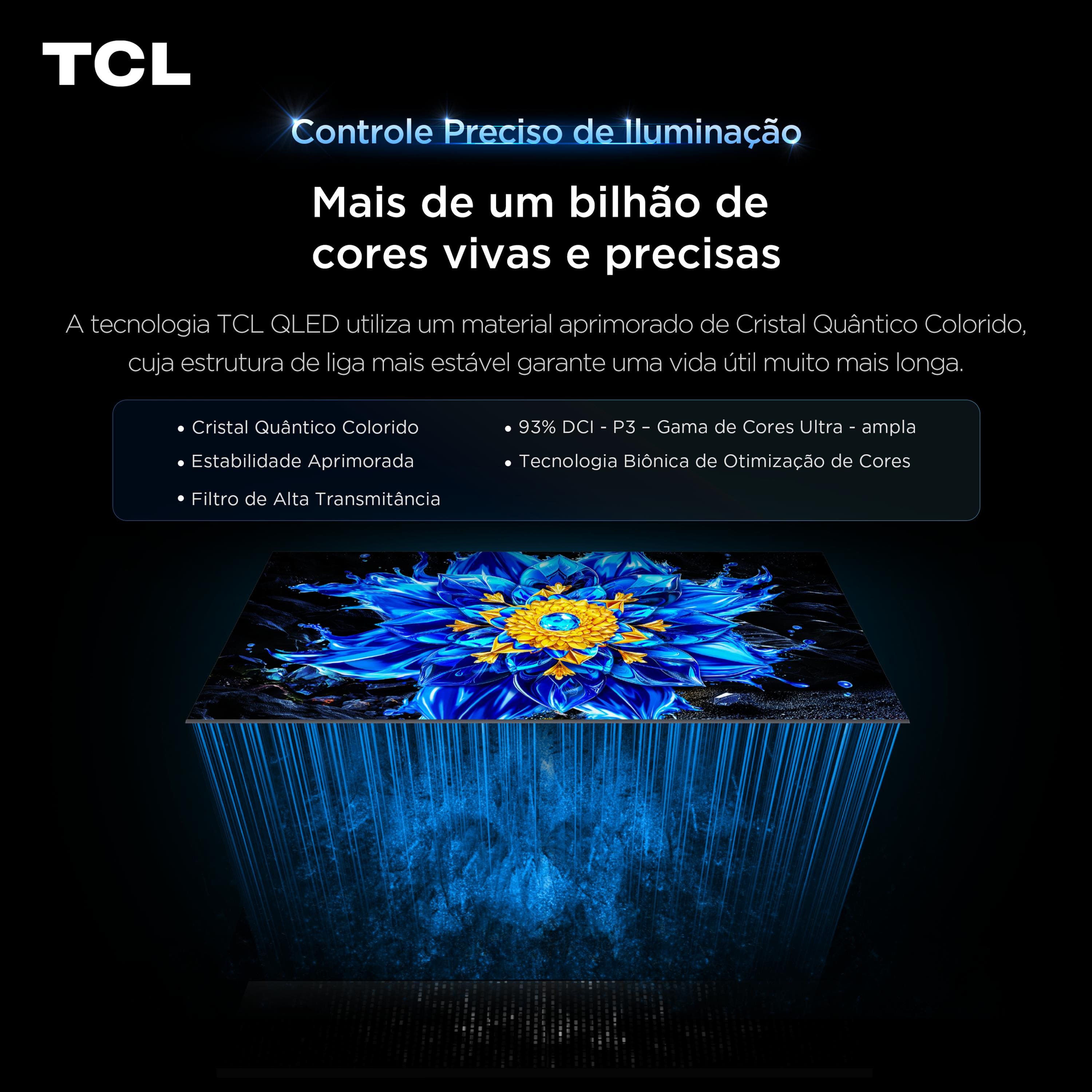 Smart TV 75” 4K QLED TCL Google TV até 120Hz Dolby Vision Atmos - 3