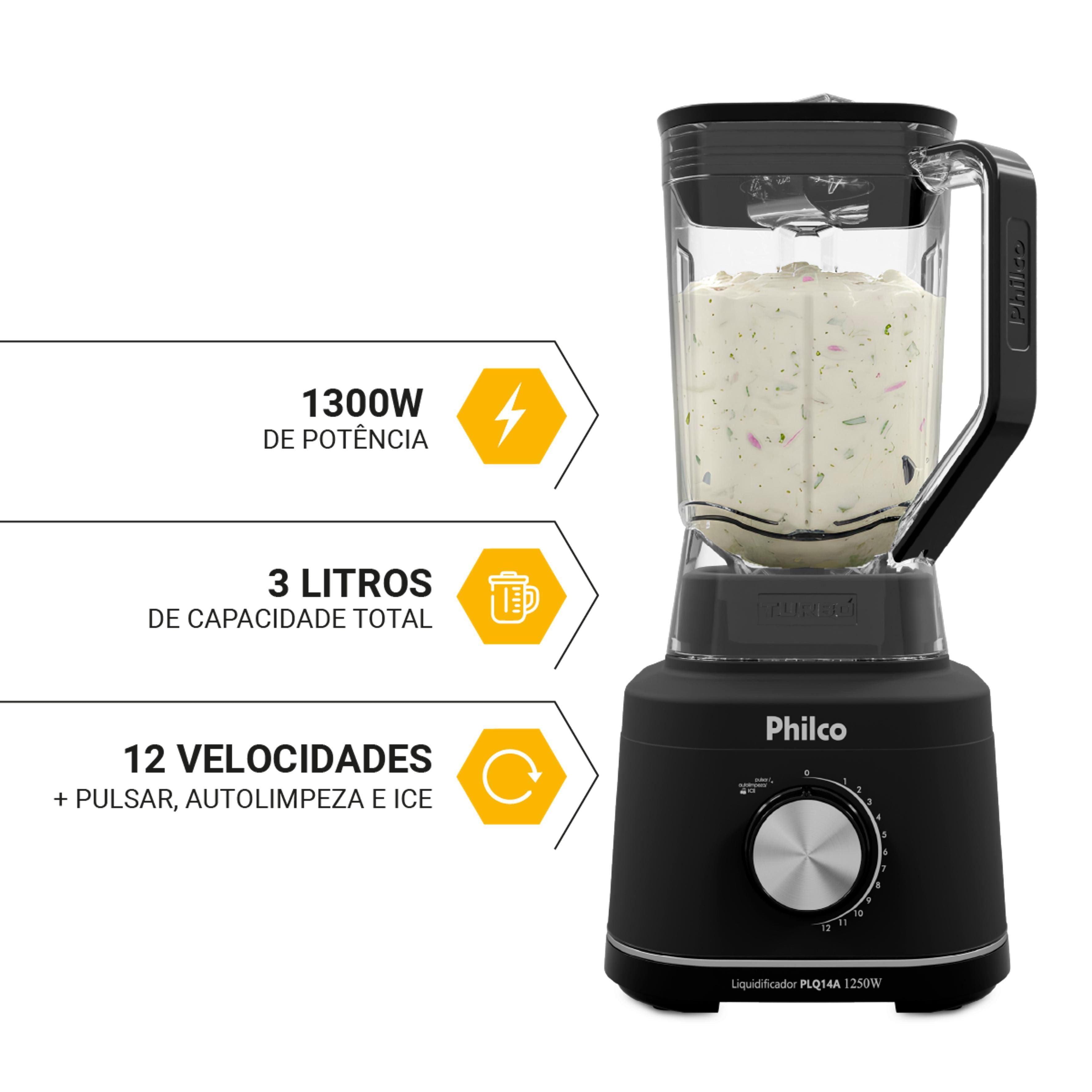 Liquidificador Philco PLQ14A 1300W 12 Velocidades 2,7L Preto - 220V - 2