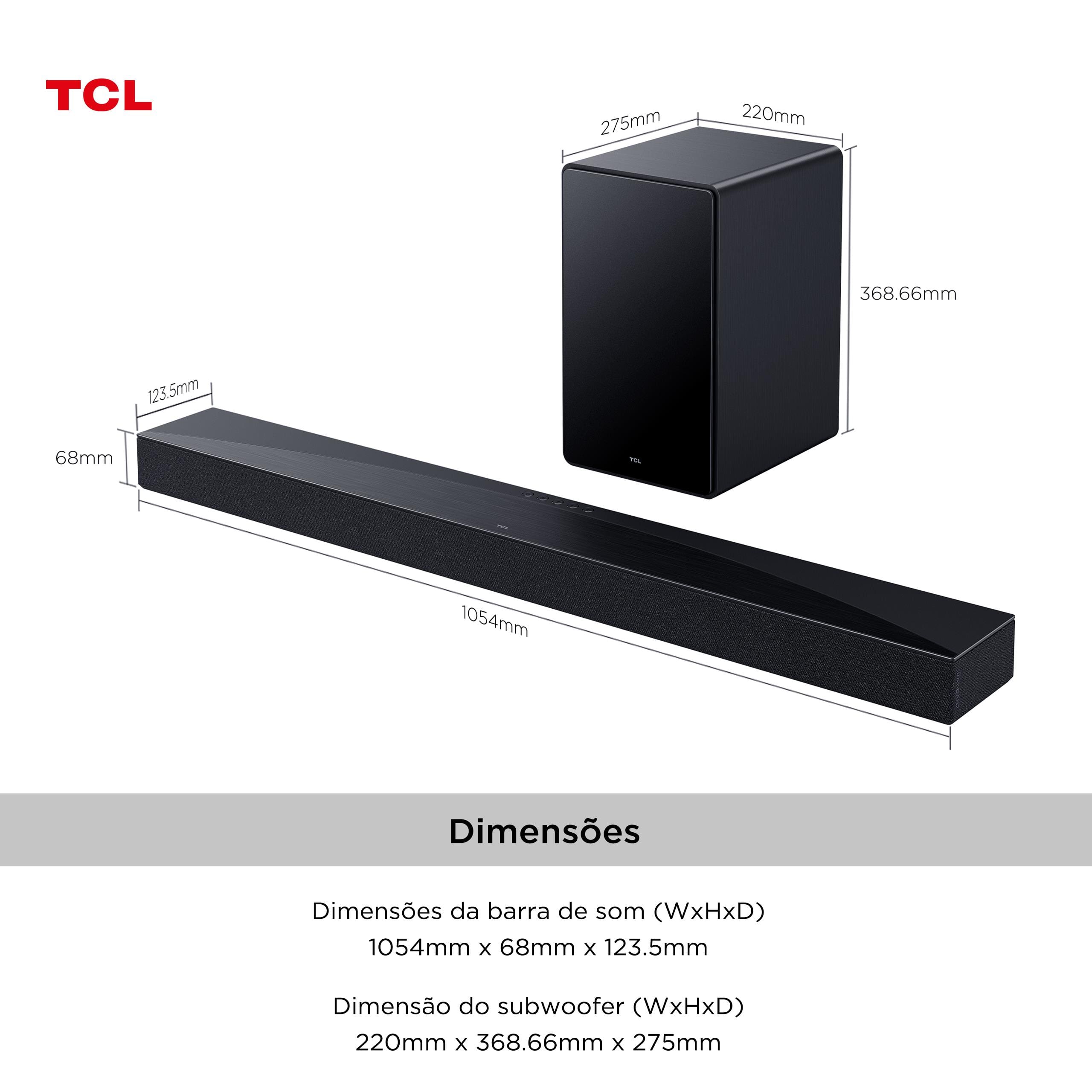 Soundbar TCL Q65H 580W 5.1 Canais Bluetooth Dolby Atmos Bivolt - 3