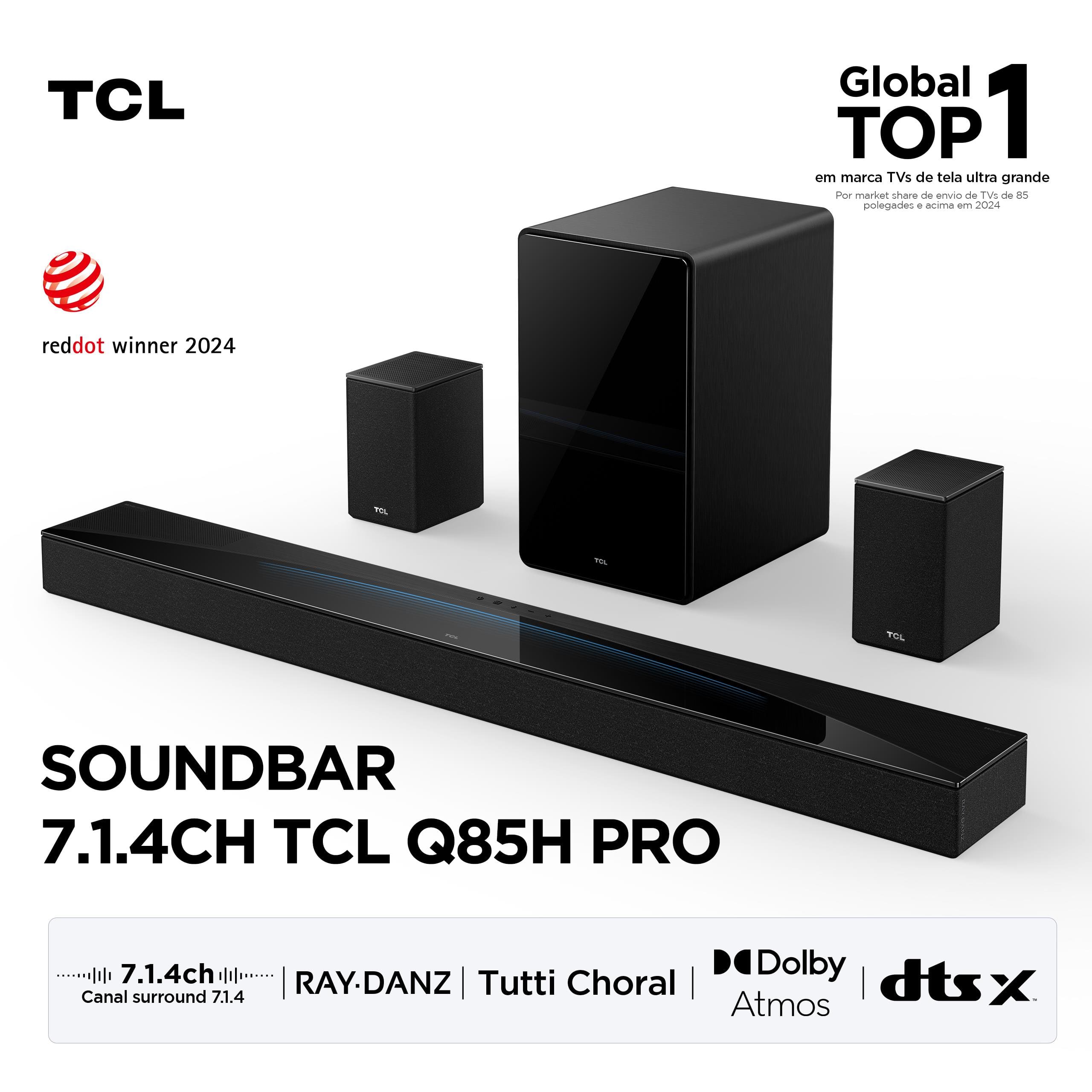 Soundbar TCL Q85H Pro 860W 7.1.4 Canais Bluetooth Dolby Atmos Bivolt - 2