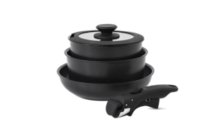 Jogo de Panelas Brinox Ceramic Life Fit 10 Peças Empilhável Indução - Preta - 1