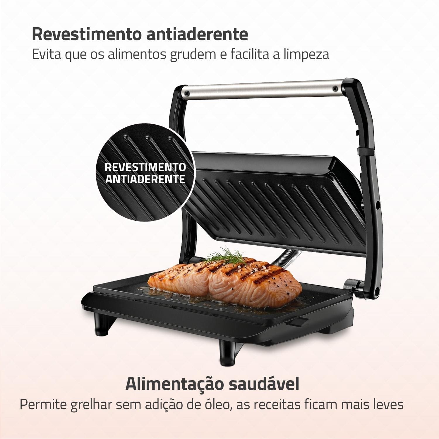 Sanduicheira e Grill Mondial Press PG-01-CL 1000W Chapa Antiaderente 3 em 1 Preto - 110V - 3