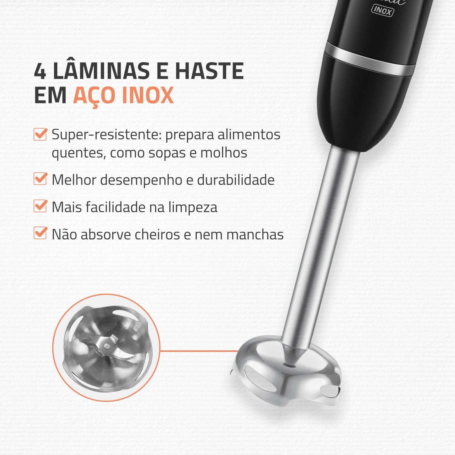 Mixer Mondial M-17-BI Pratic Inox 500W Função Turbo Copo de 800ml - 110V - 3