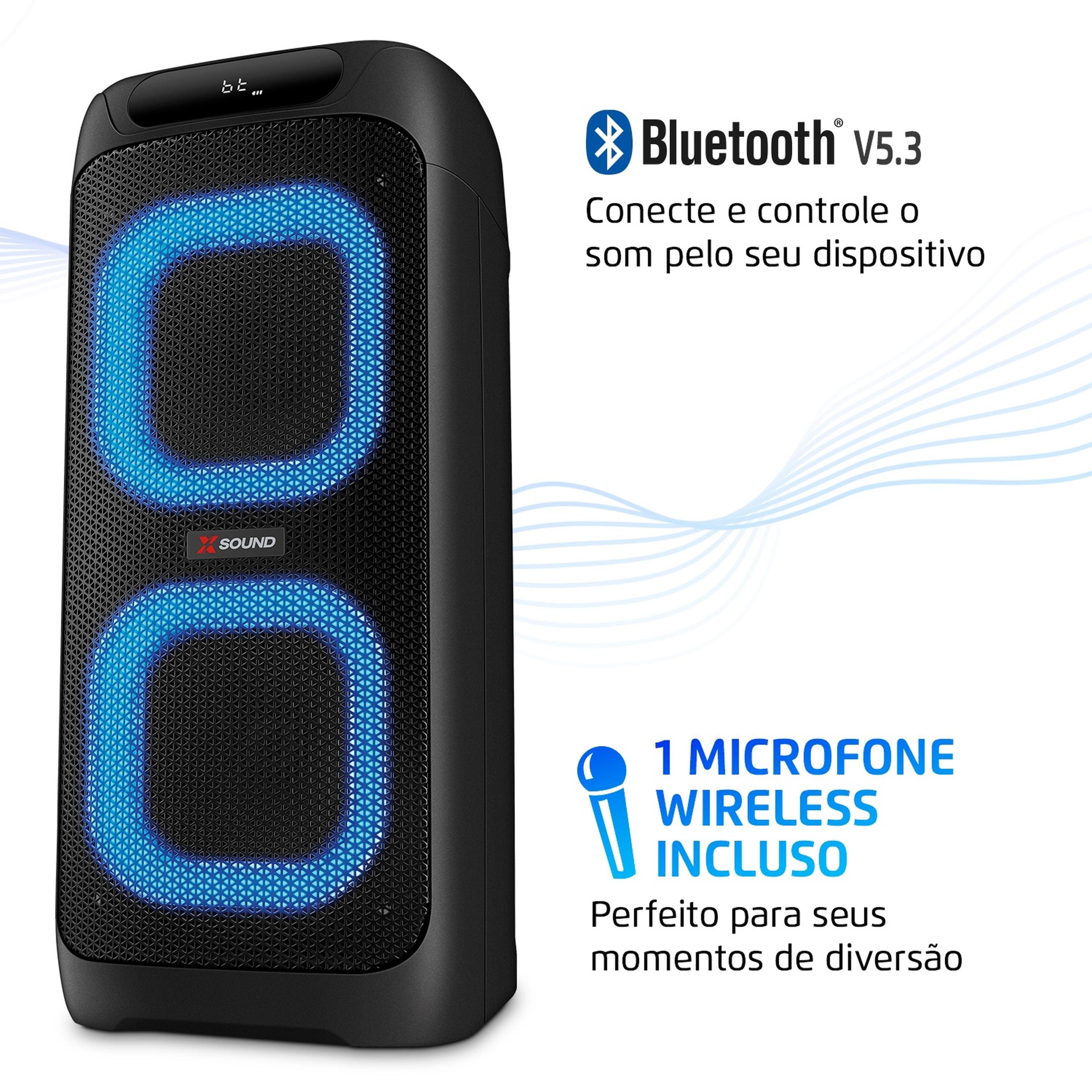 Caixa de Som Mondial PartyBox XSound PBX-800 800W Microfone Sem Fio LED Bivolt - 3