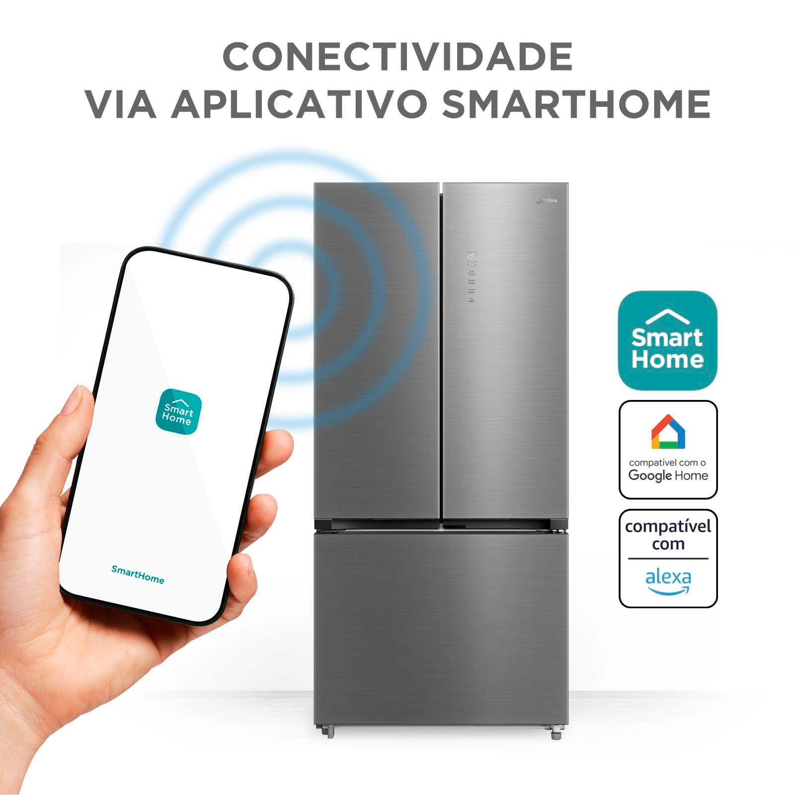 Geladeira Frost Free Multidoor Midea RM905 672L Inverter 3 Portas Inox - 1