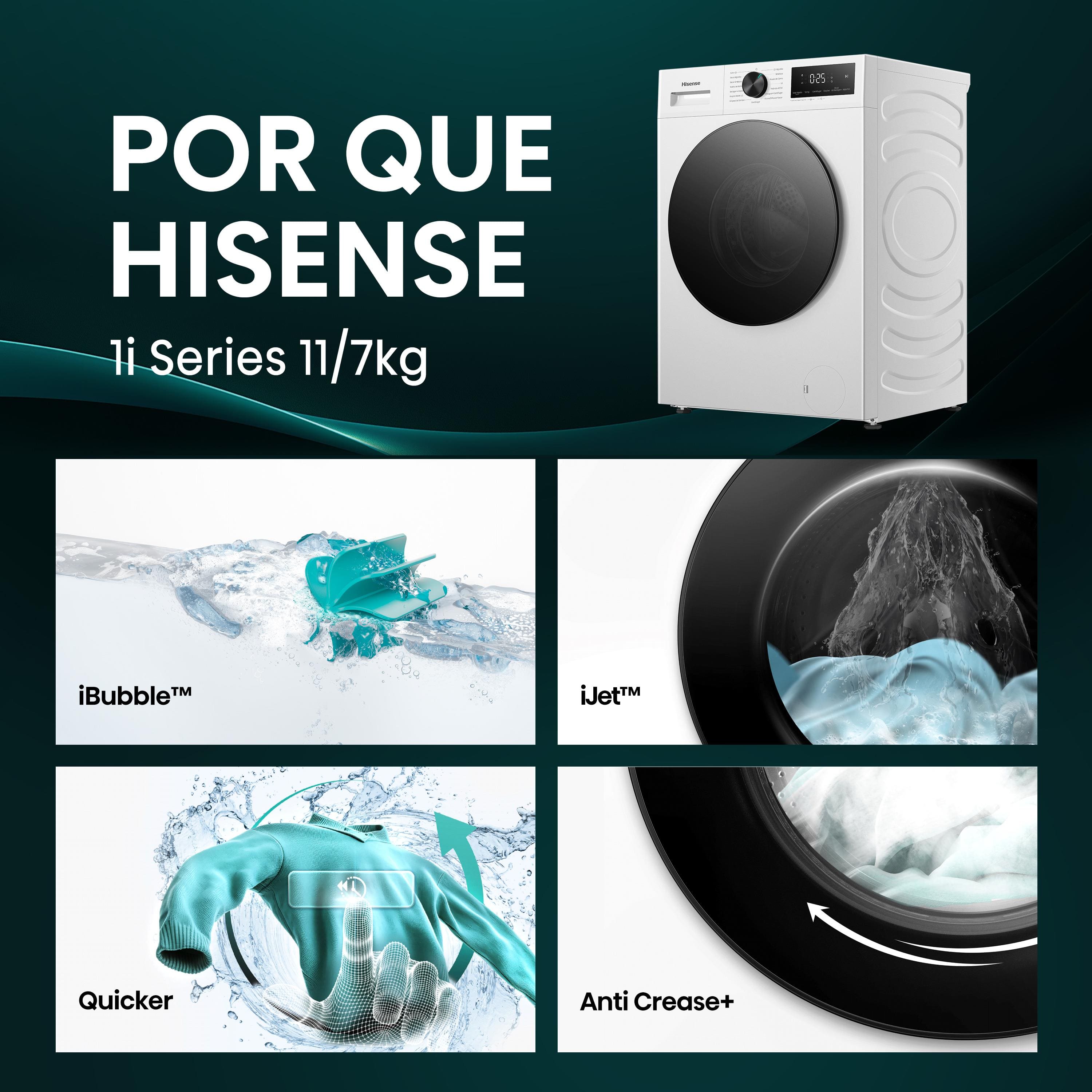Lava e Seca Hisense WD1i11 11kg Lava e 7kg Seca Branca Inverter 1400 RPM - 220V - 2