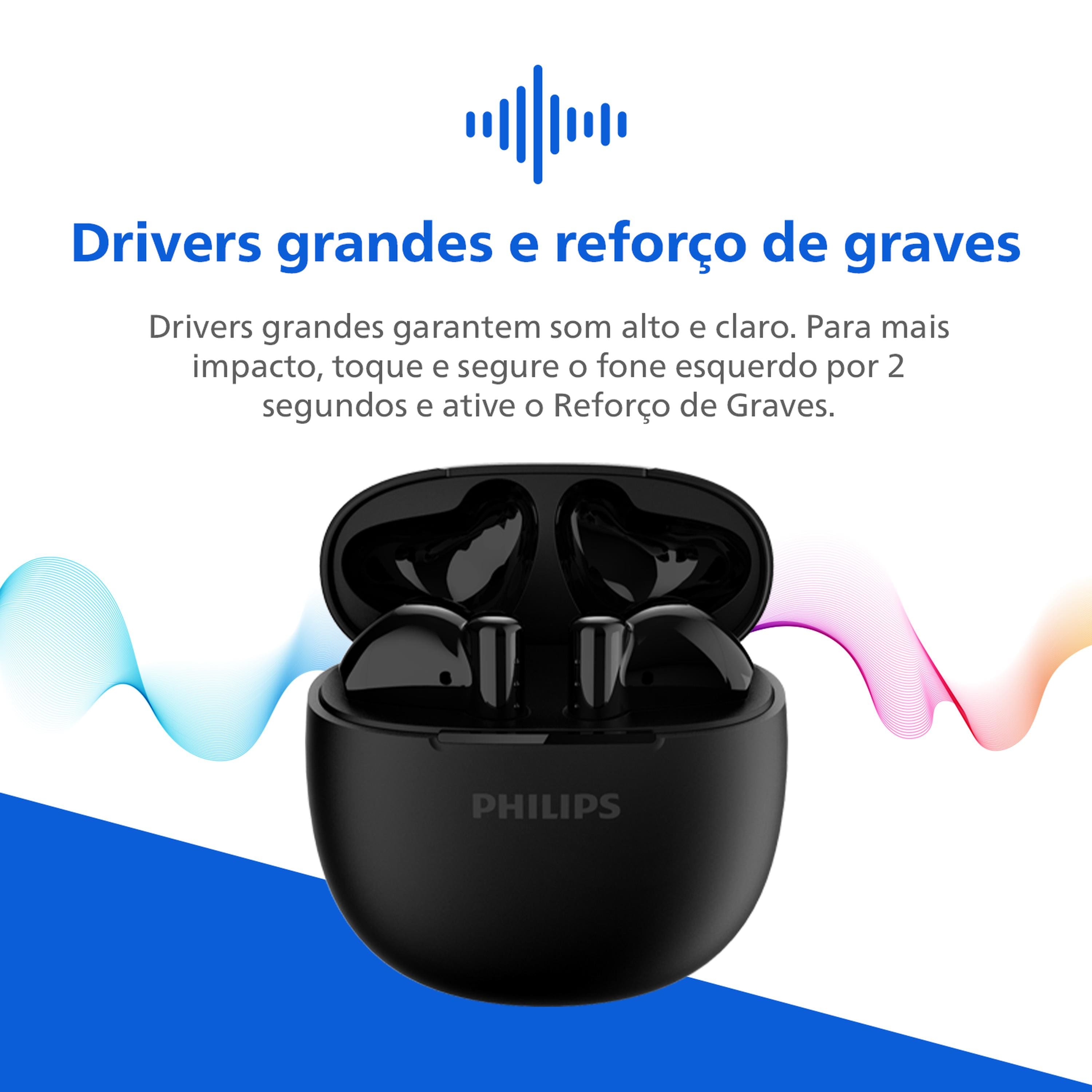 Fone de Ouvido Philips TAT1139BK/00 Bluetooth TWS IPX4 26h de Bateria Preto - 1